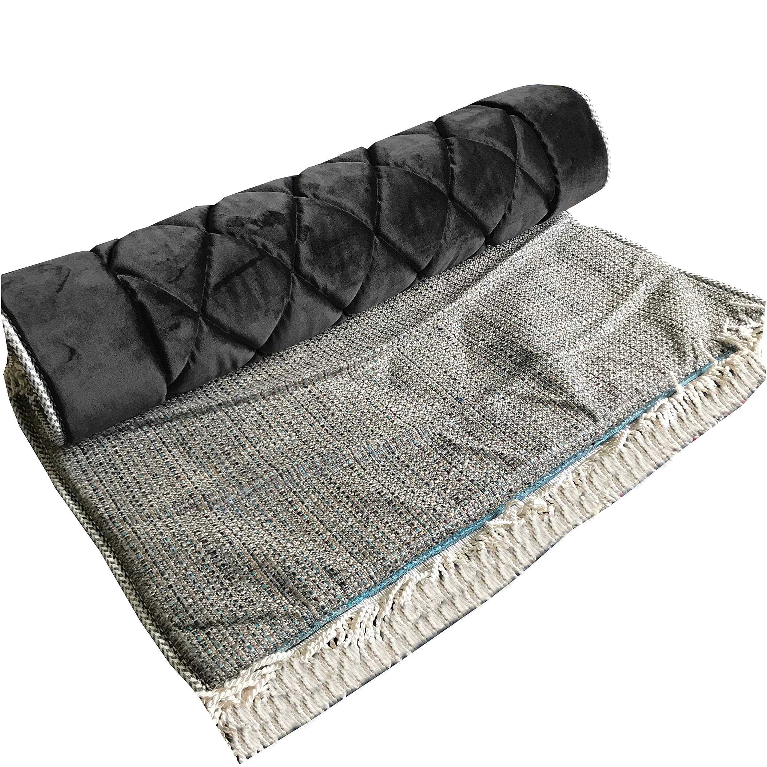 Bardzo gruby wyściełany (wyściełany) dywanik modlitewny z pudełkiem prezentowym - rozmiar: 120 x 70 x 5 cm (czarny)