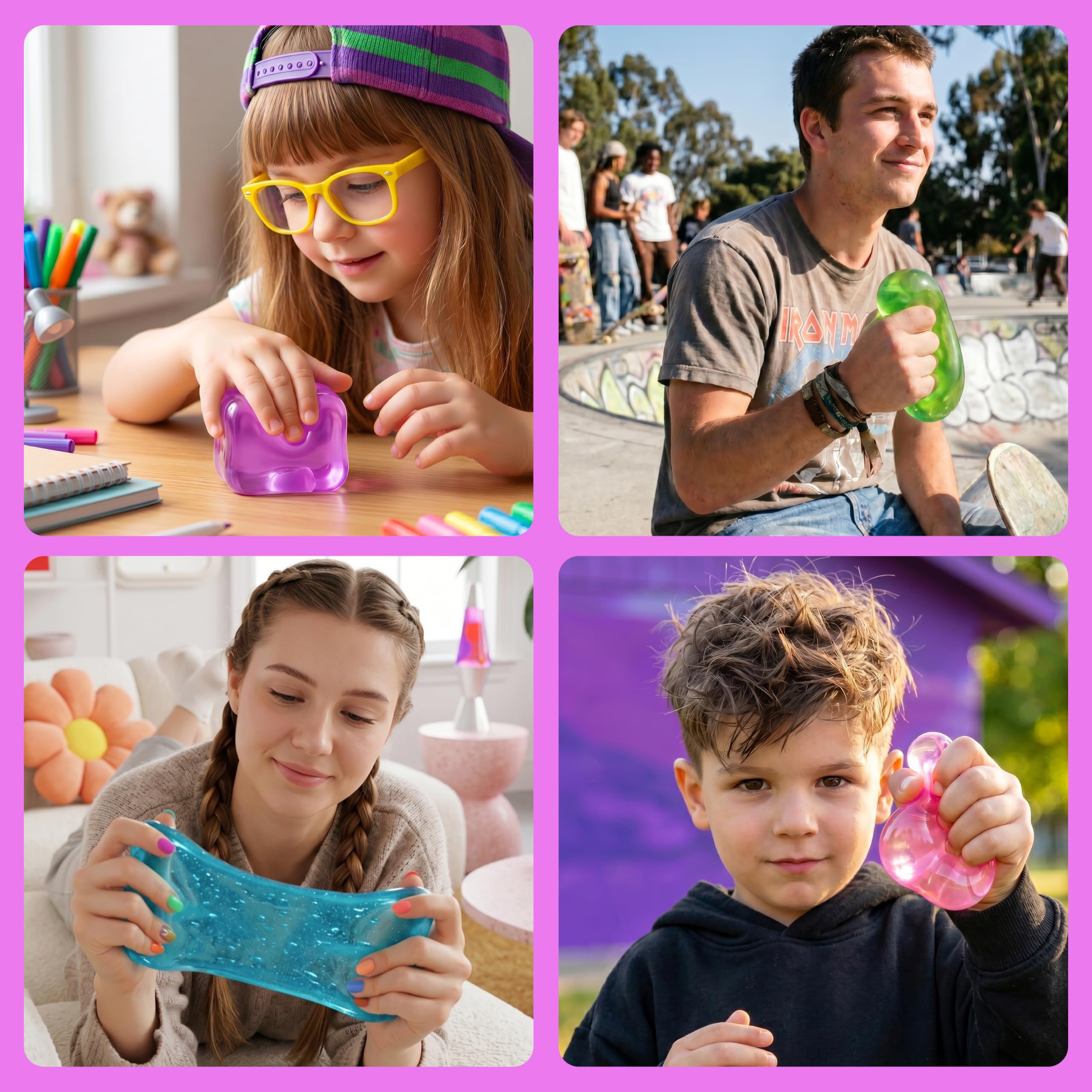 JOYIN 4 piezas de cubo de estrés, bola de estrés en forma de cubo, cubo de 5 cm de juguete antiestrés de alta compresión, juguetes sensoriales con forma de retorno lenta para adultos, regalos de