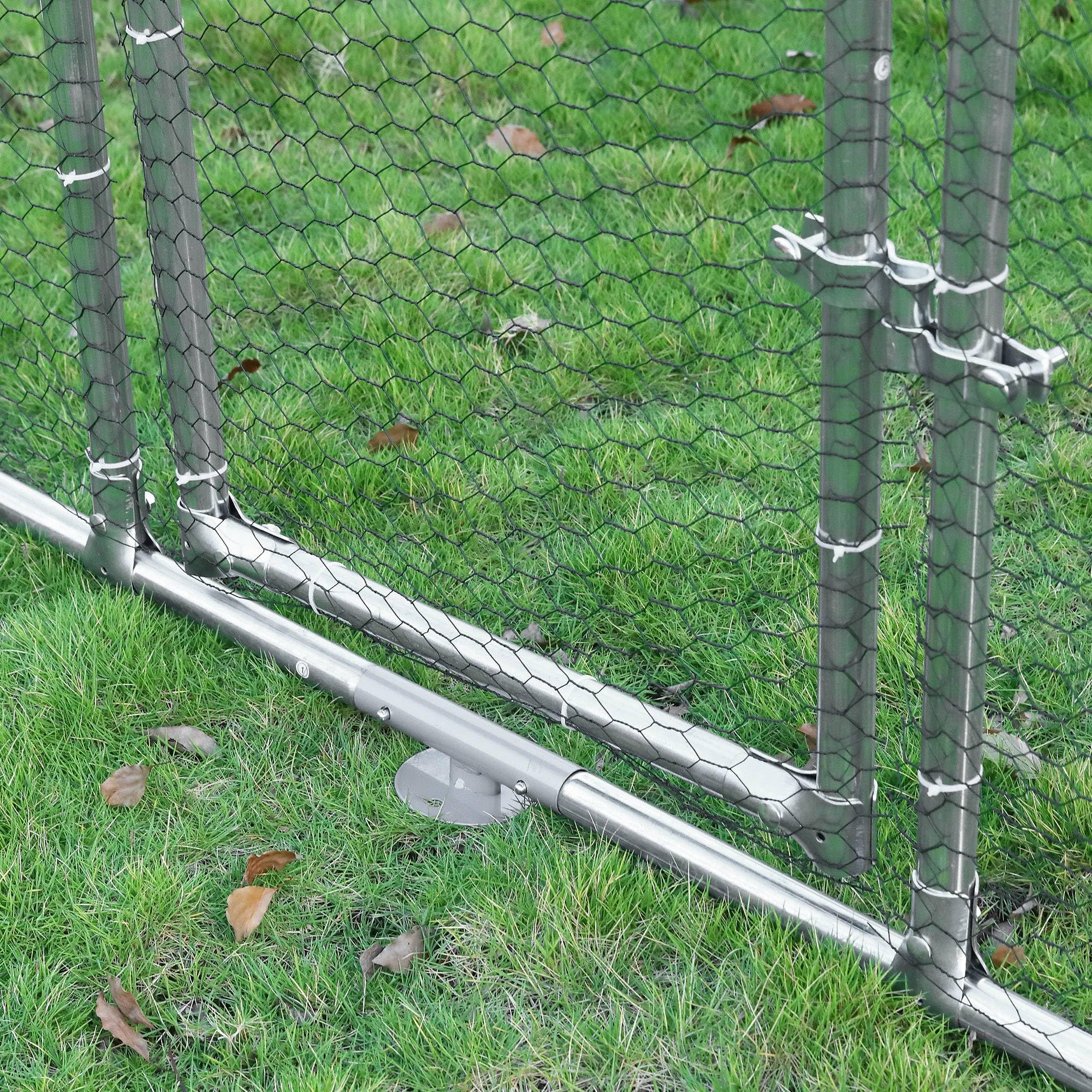Pawhut Gallinero de Exterior 2,8x5,7x1,95 m Jaula con Cerradura para Aves de Corral de Metal Galvanizado y Cubierta Oxford