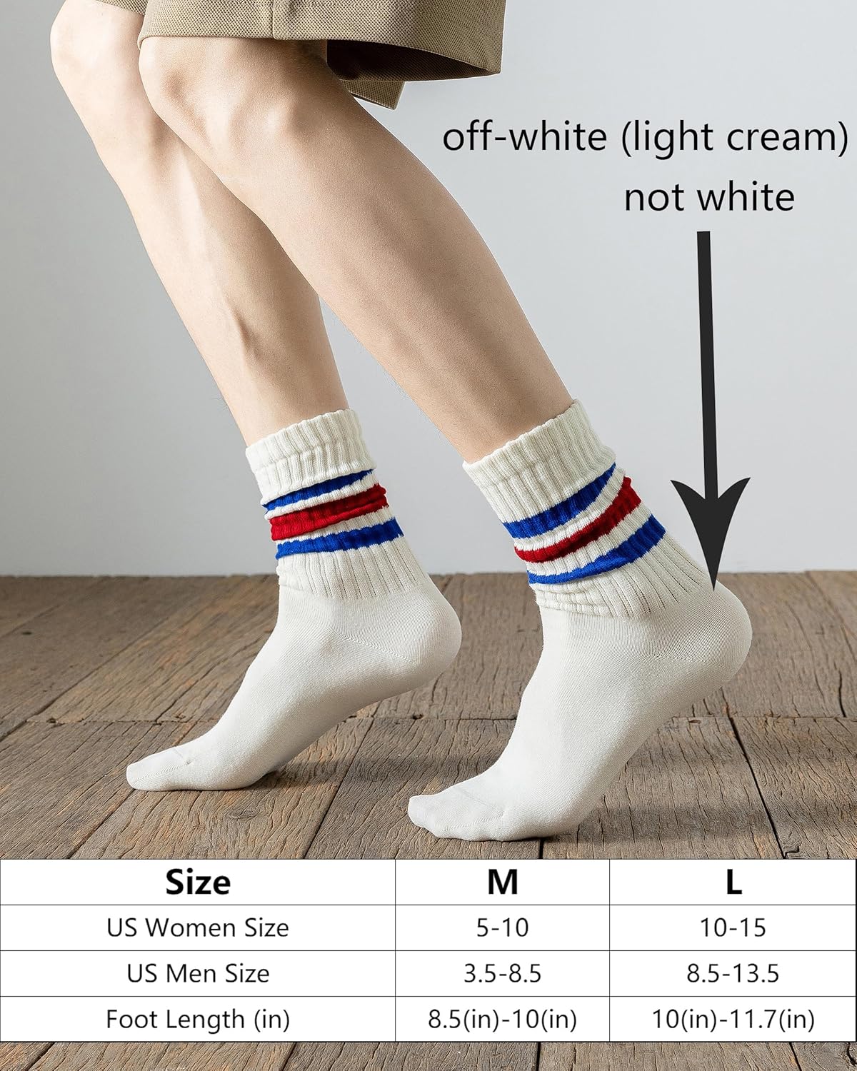 DarkCom Striped Crew Socks Seamless, or Solid Cotton Tube Socks, Casual Comfort 5 Pairs for Women and Men - Image 4