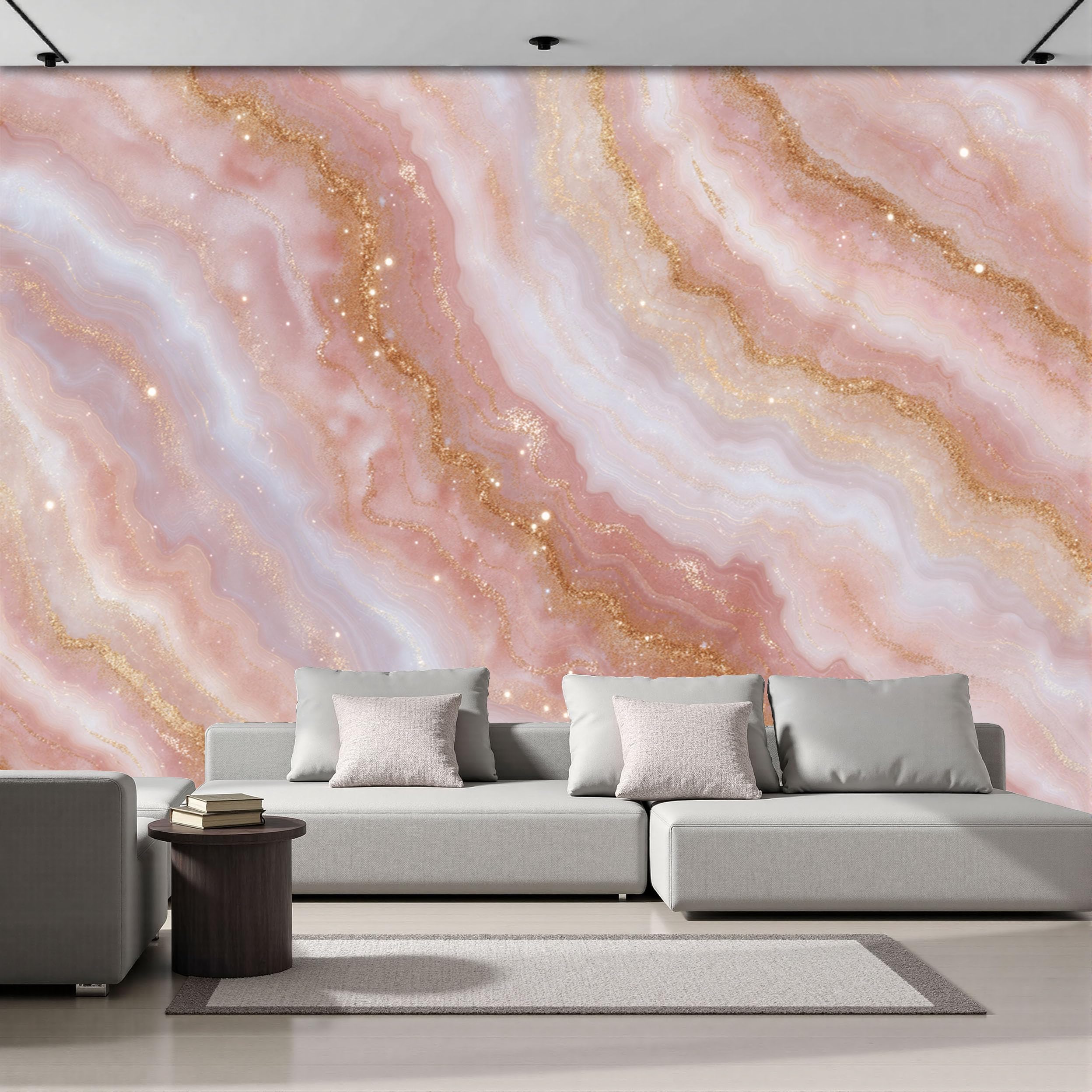 Papier peint marbre romantique pour masquer les imperfections de vos murs