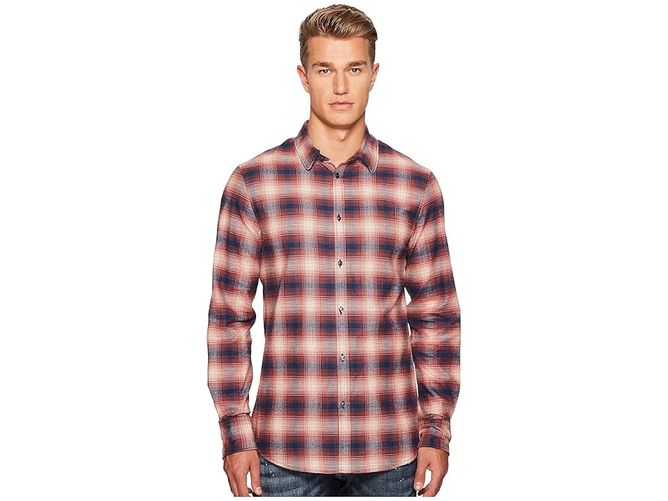 

DSQUARED2 Check Metal Wired Collar Shirt (Red/White) Men's Clothing