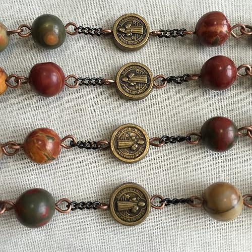 Miniatura 5 de elegantmedical Collar de cruz de regalo de rosario católico hecho a mano con 5 cuentas de piedra picasso para la primera comunión, elegantmedical