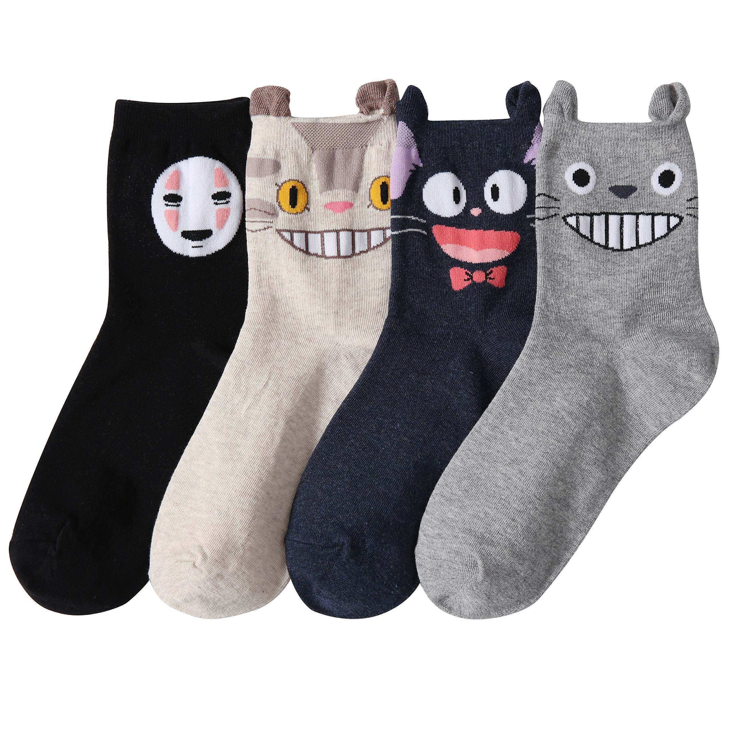 Womens Cute Animal Fun Food Pattern Crew Socks Best Gift Under $20 3-5 Pairs Size 6-9