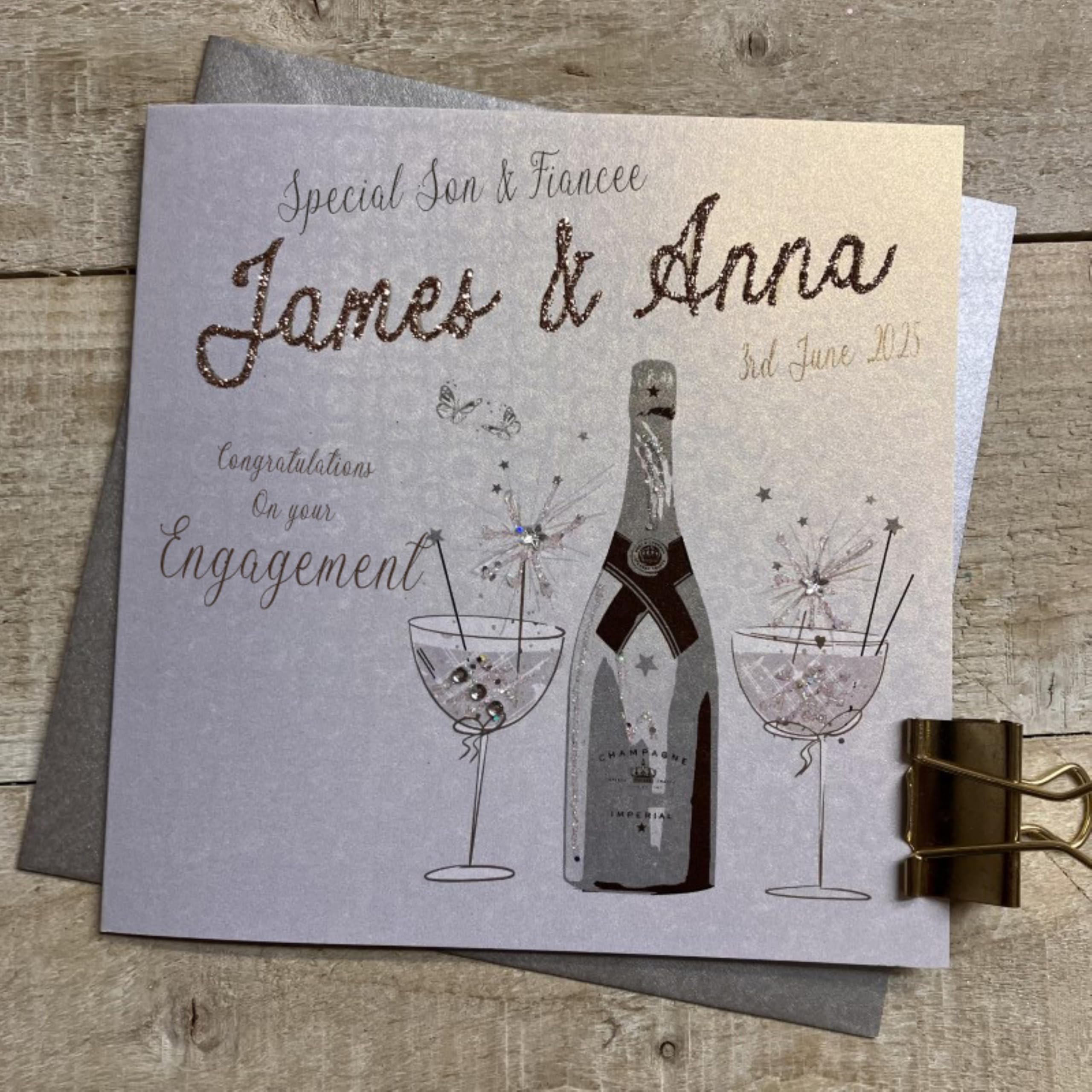 White Cotton Cards Personalised Engagement Card | For Son & Fiancée — image 1