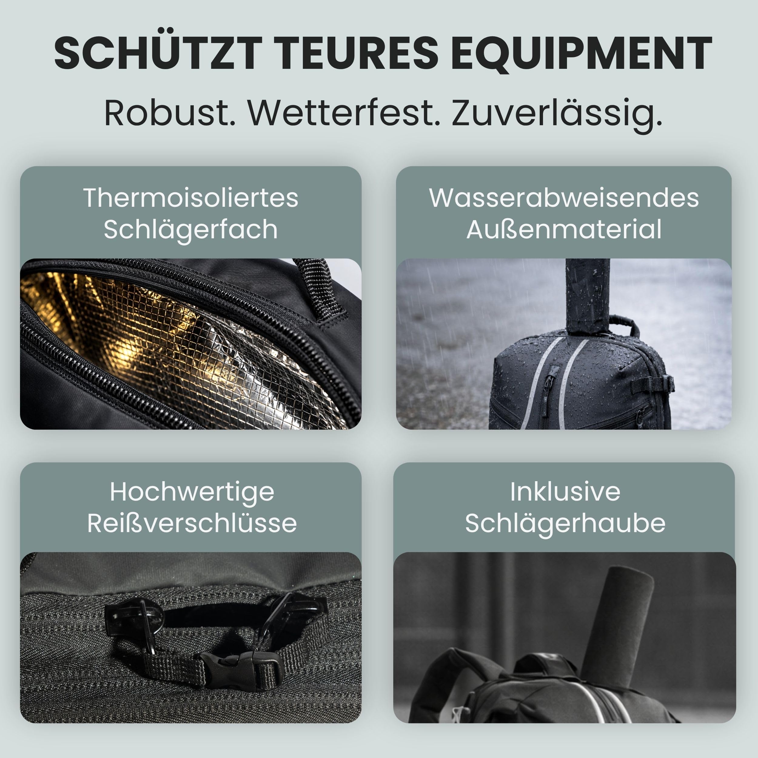 Otaro Tennisrucksack mit Schuhfach, Laptop- & Thermofach für 2 Schläger | 42 L | Tennistasche Herren | Getränk- & Ballfach | Tennistasche Damen inkl. Regenschutz & Wäschesack