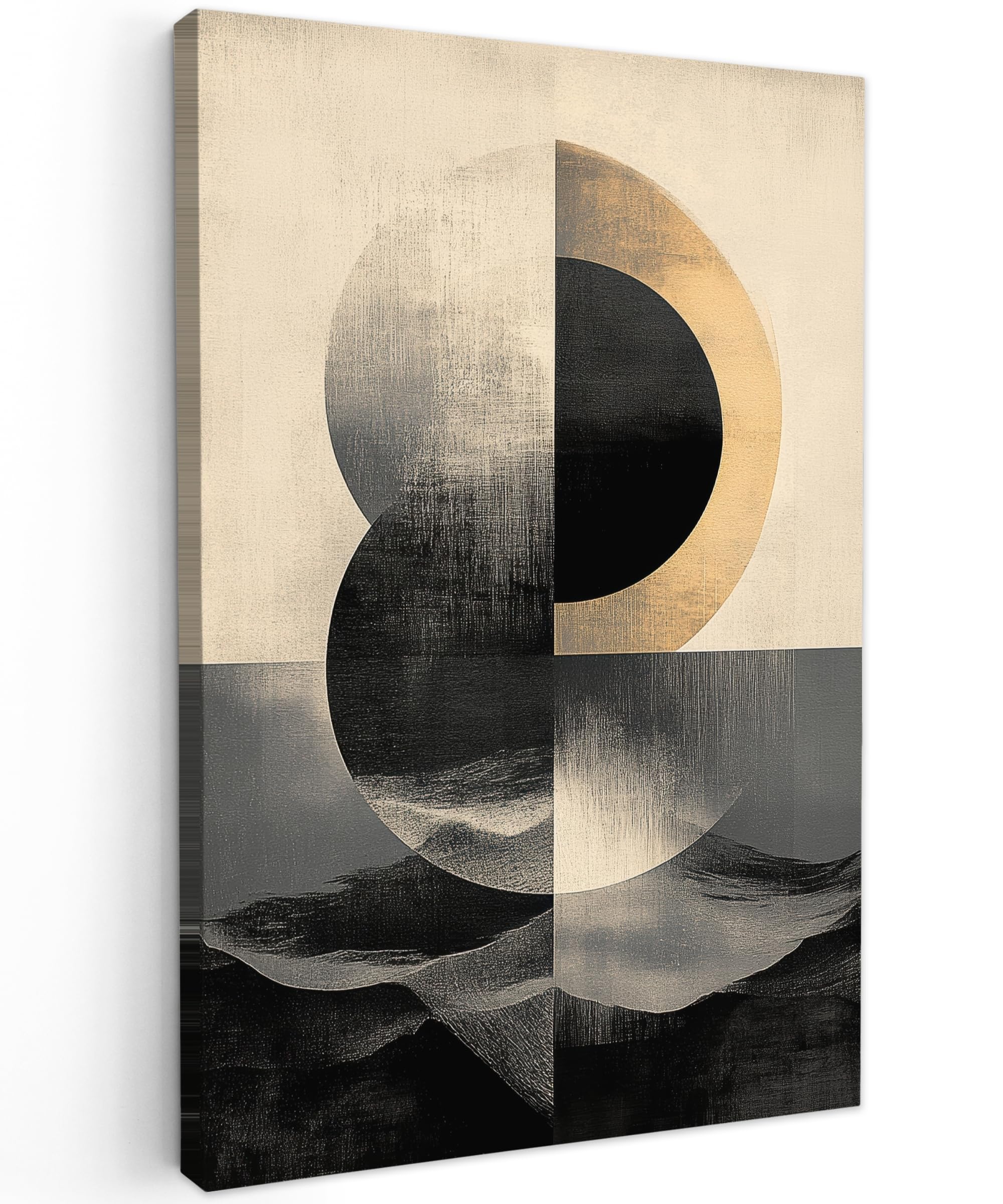 MuchoWow© Canvas Wall Art Work 8"x12" / 20x30 cm Room Decor Painting Wallfillers Picture Decoration Prints Circles - Shadow - Abstract — image 1