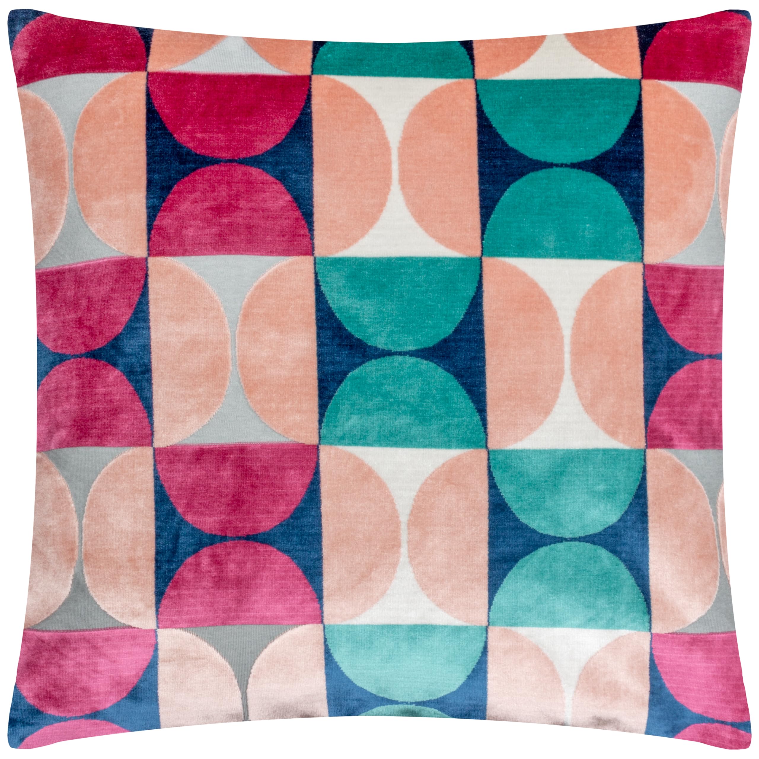 Paoletti Blue Bardot Cut Velvet Retro Cushion In | : 50Cm X 50Cm