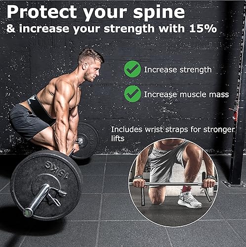 Miniatura 2 de Vikingstrength Cinturón de levantamiento de pesas de alta calidad con correas de elevación, cinturón de levantamiento de pesas para gimnasio