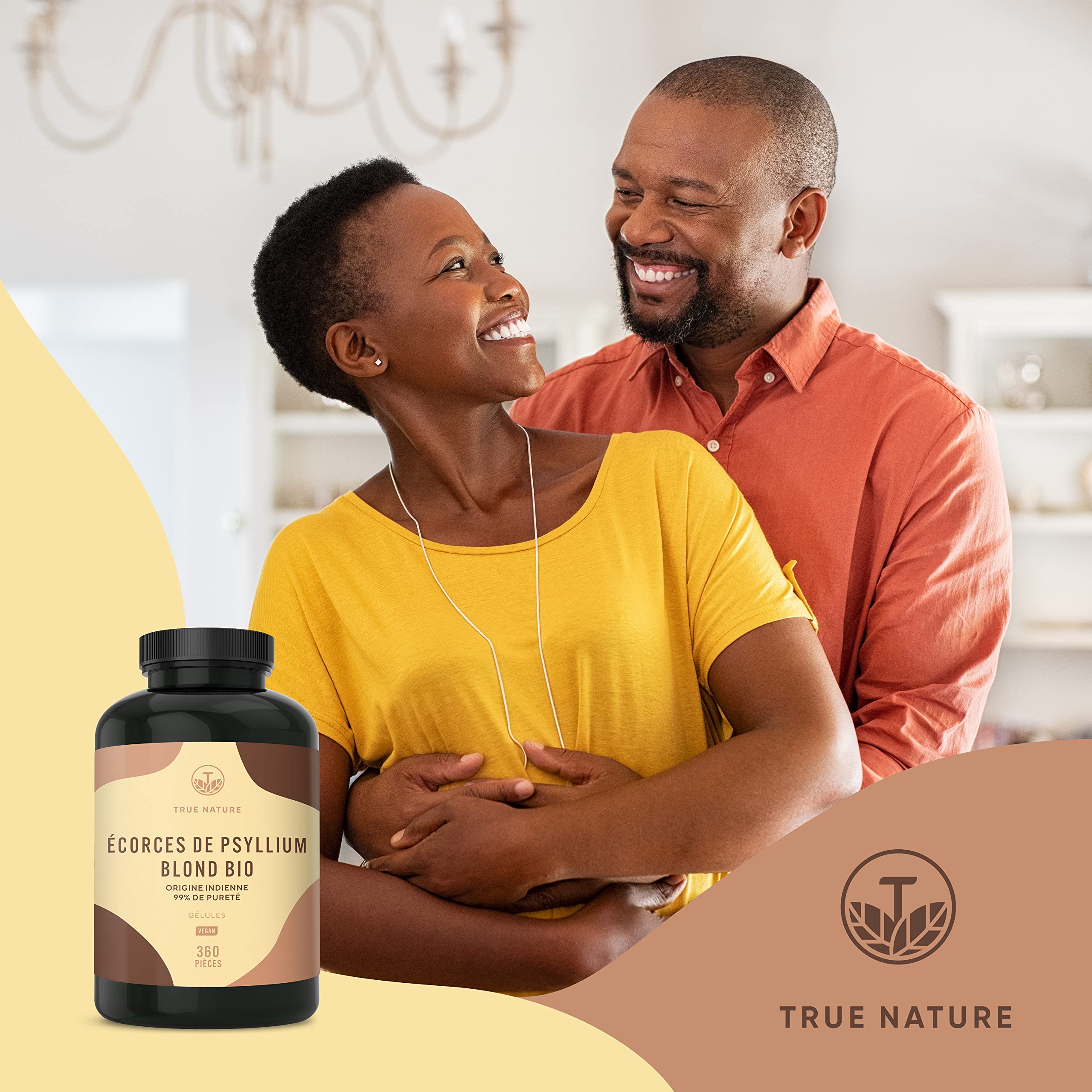 Psyllium Blond BIO | 4.500mg par jour - 360 Gélules pour 2 mois - Téguments purs à 99% - Riche en Fibres - Digestion & Fonction Intestinale - Vegan, Sans Additifs, Gluten & Lactose | TRUE NATURE