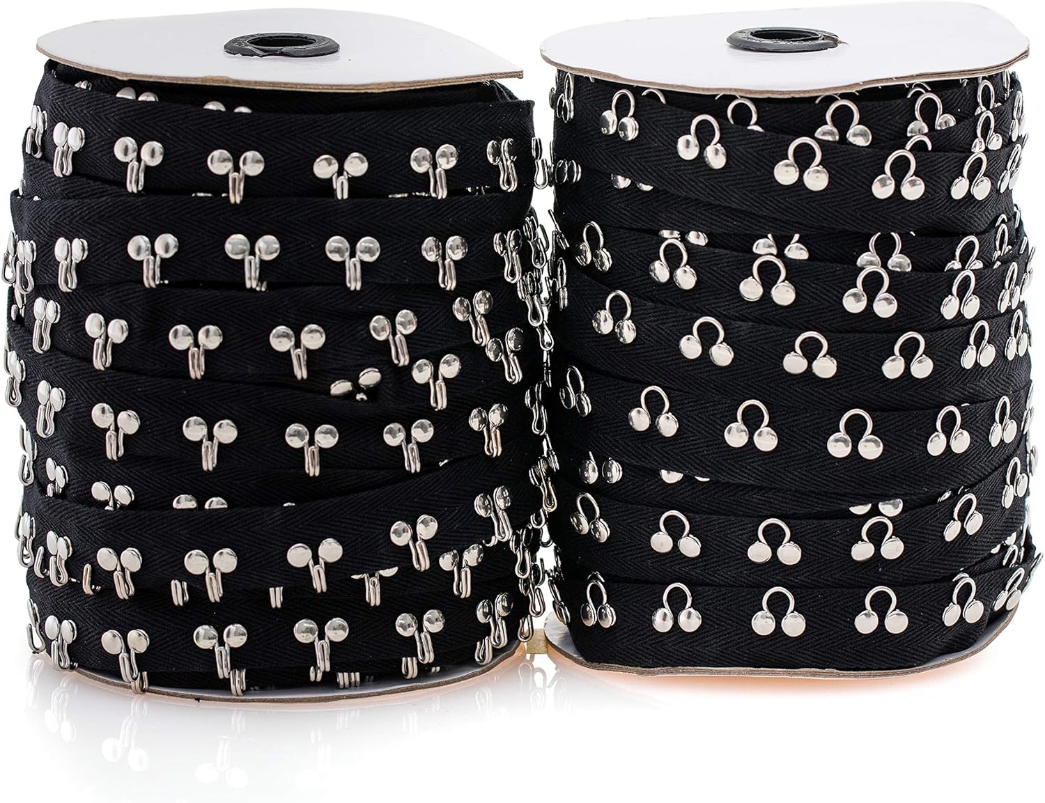 Hook and Eye - Tape 100% Cotton with Metal Nickel Fabric Fastener Sewing Crafting DIY DL472 Blk/Silv 10 YD