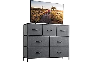 WLIVE Assembled Dressers for Bedroom: Entertainment Center TV Stand for 45" TVs