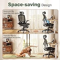 Vista 4 de GABRYLLY Silla de oficina con reposapiés, silla de escritorio ergonómica – 135° reclinable ancho, brazos abatibles de 45°, reposacabezas 3D