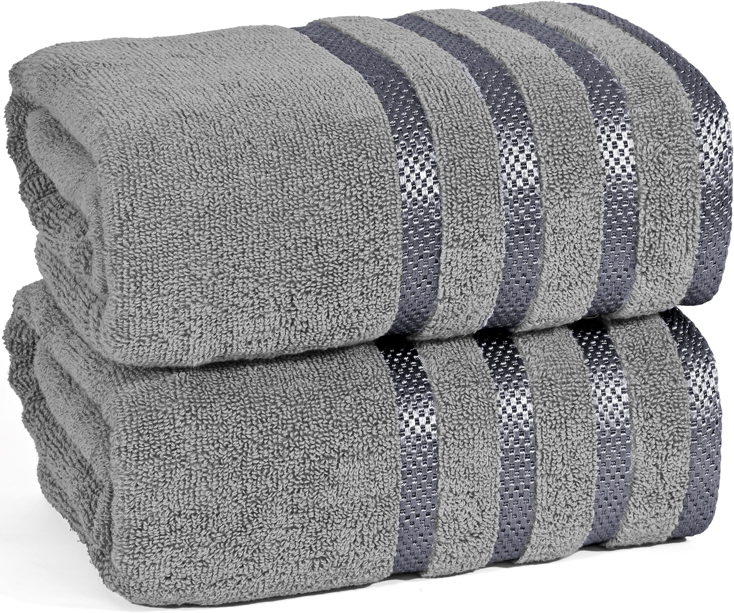 Rapport Six Piece Charcoal/Silver Striped Towel Bale 100 Cotton, Grey