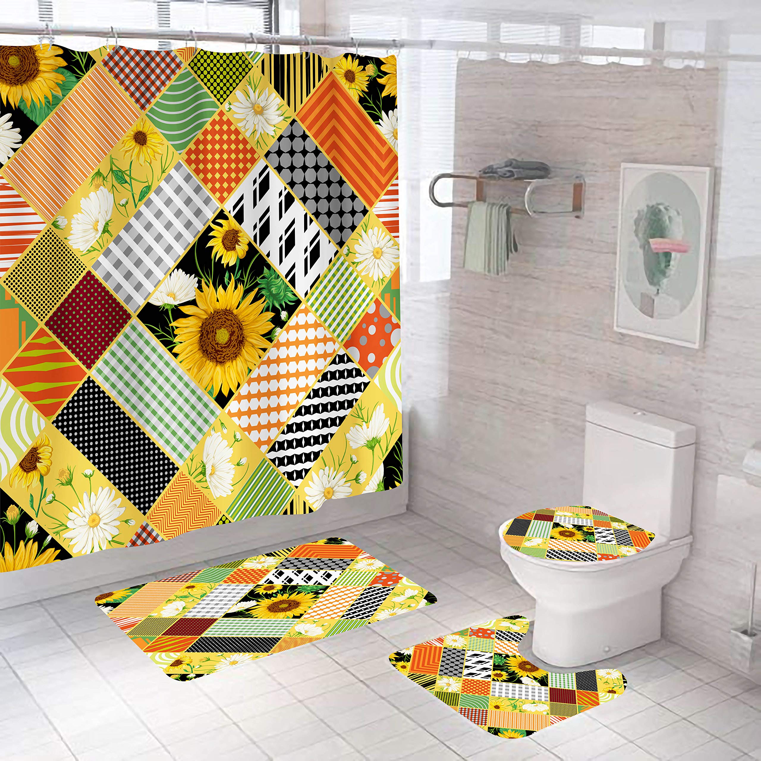 Tapis de salle de bain fleur antidérapant et ultra absorbant pour douche
