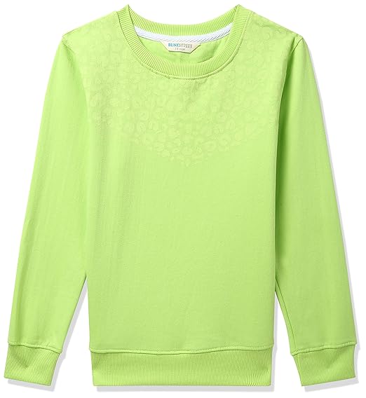 Girl's Cotton Crew Neck Sweatshirt (BS-1461-45_Neon Green_4 5 Years)