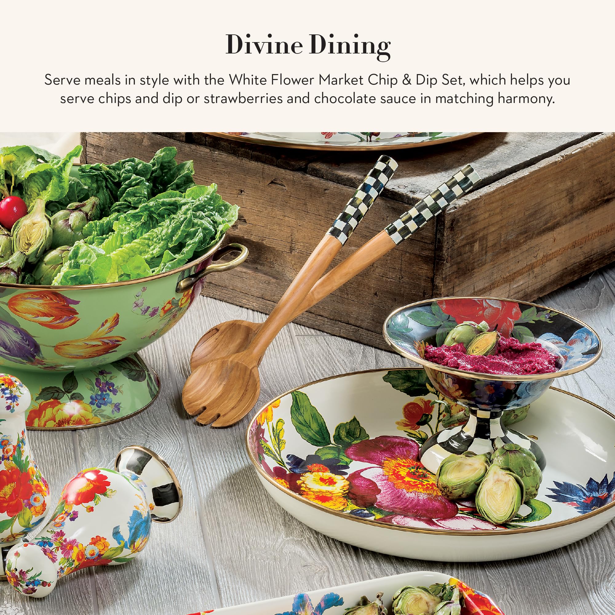 MACKENZIE-CHILDS パーチメント オーバルプレート Amazon.com | MACKENZIE-CHILDS Chip-and-Dip Serving Set