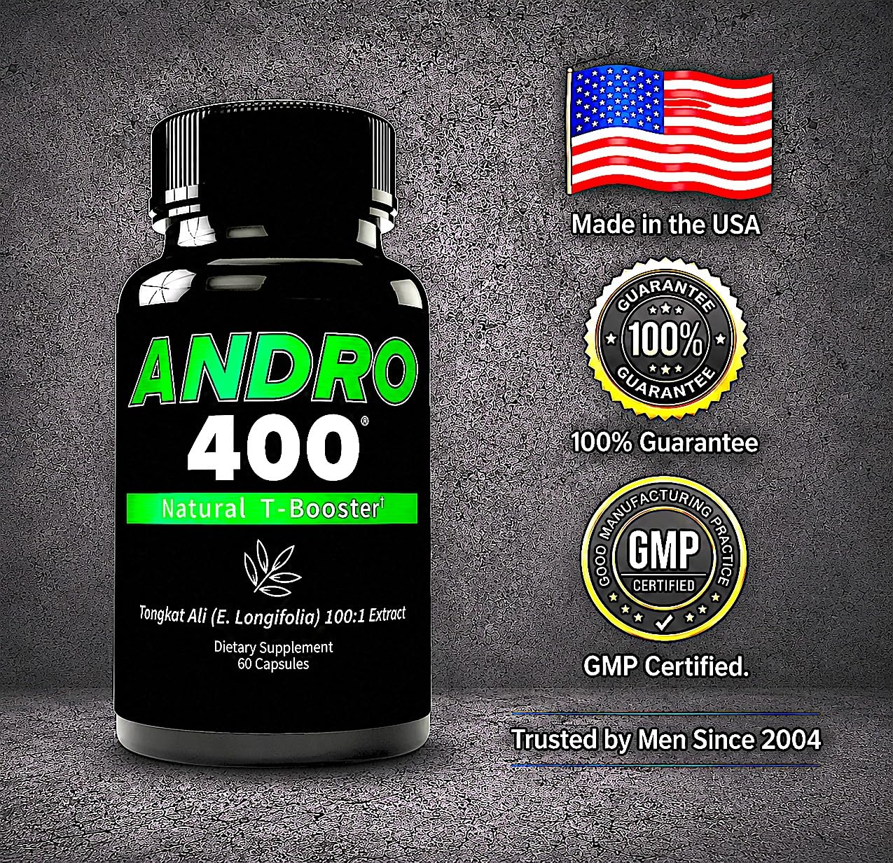 Andro400 Natural Testosterone Booster for Men – Tongkat Ali 100:1 Extract (Eurycoma Longifolia), Stimulant-Free Energy, Stamina & Vitality Support – 2 Pack, 120 Capsules — Amazon image 6