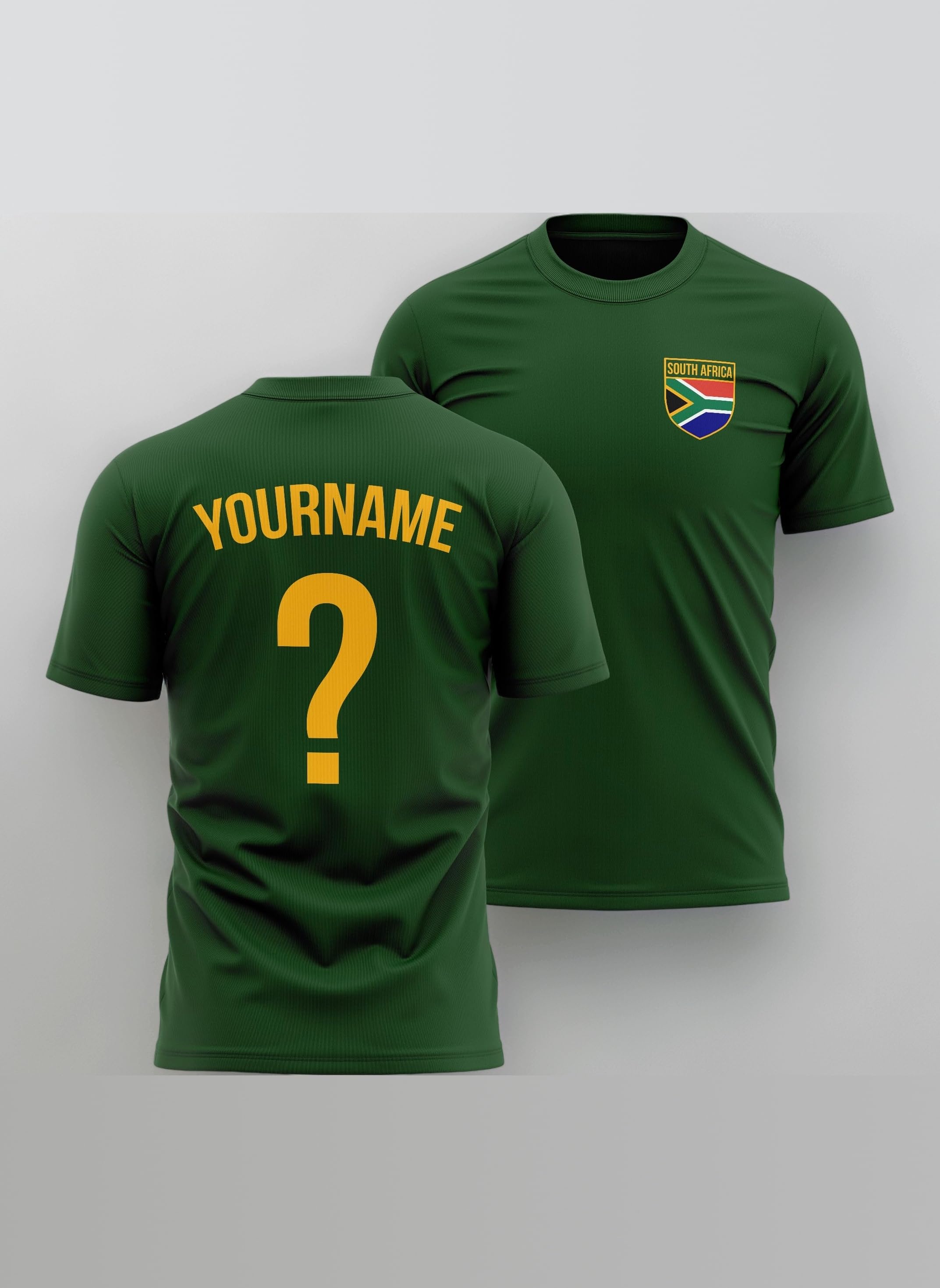 Personalised South Africa Badge T Shirt Mens Custom Name and Number Printed Football Rugby African