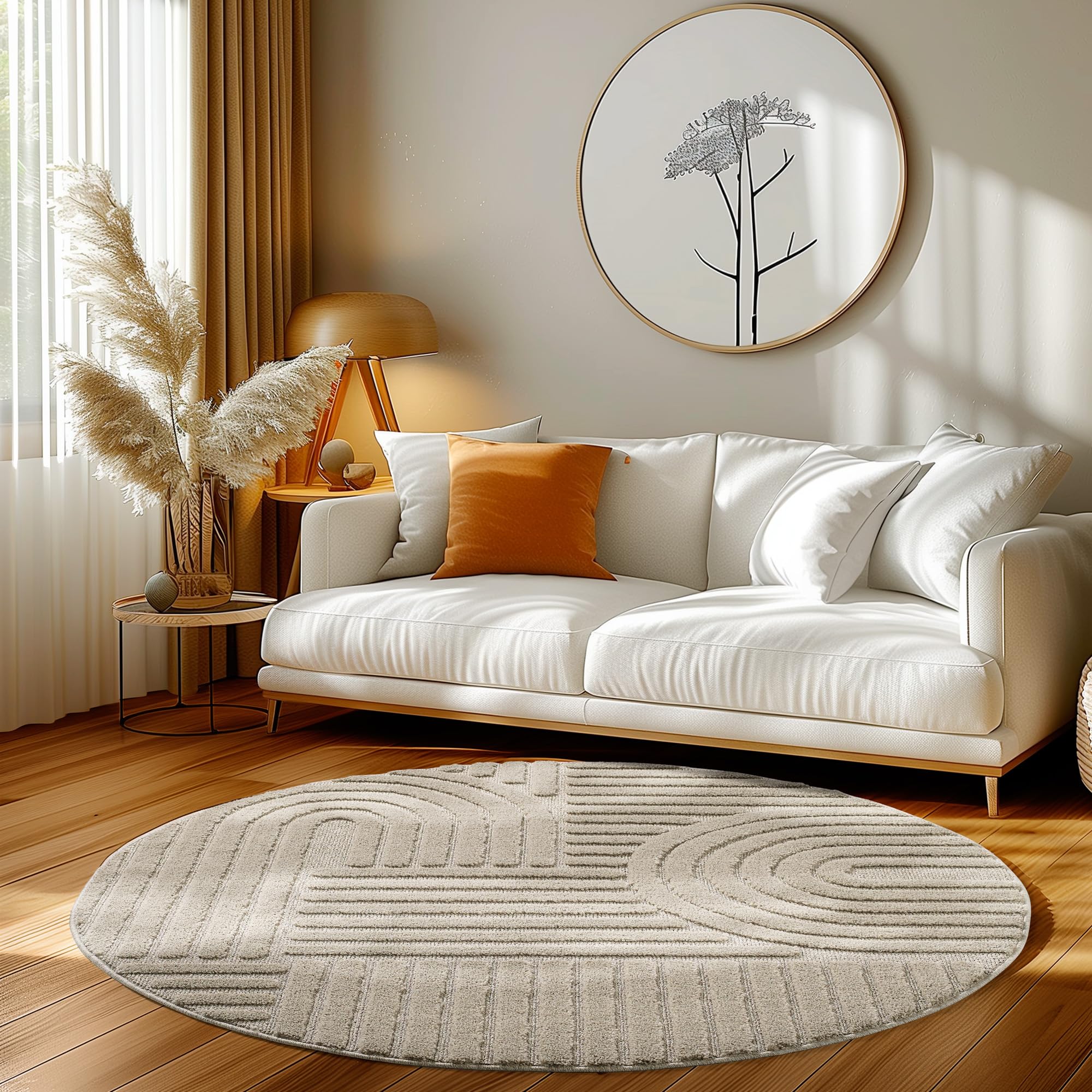 HomebyHome Wohnzimmer Teppich Hochflor Skandi Boho Design Hoch-Tief Effekt Weicher Shaggy Langflor Flauschig Pflegeleicht Modern für beistelltisch