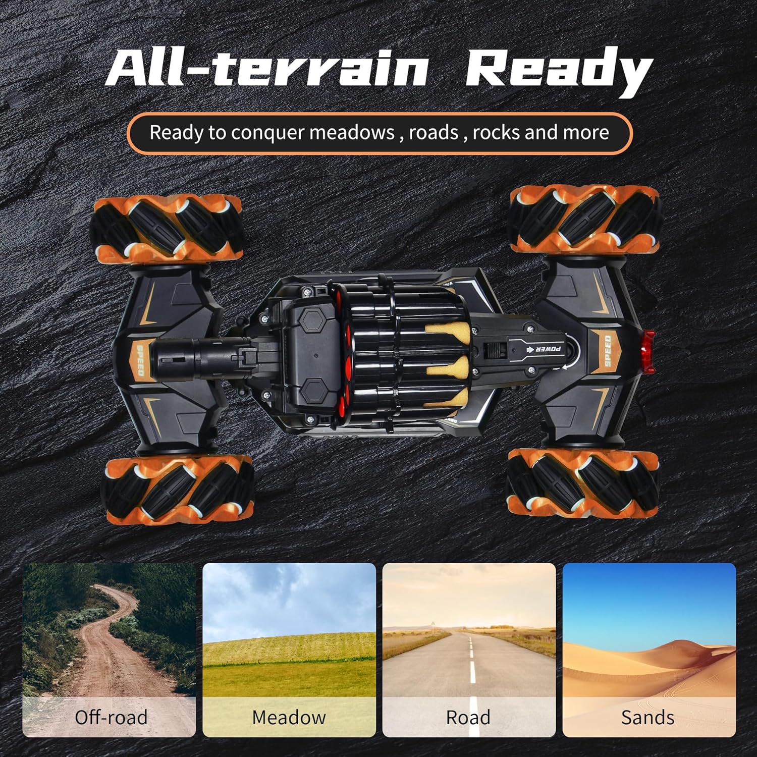 Rc Car Shoot SoftBullet,Fits for Nerf, Remote Control Hand Gesture Stunt Drift Truck, 360°Rotating Battle Tanks with Soft Bullets Water Bomb, Spray, Music, Led, Toy Gifts（Orange）