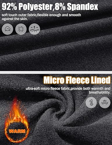 Miniatura 2 de MAGCOMSEN Sudadera de golf de manga larga con forro polar para hombre, con cremallera de 14, térmica, para correr