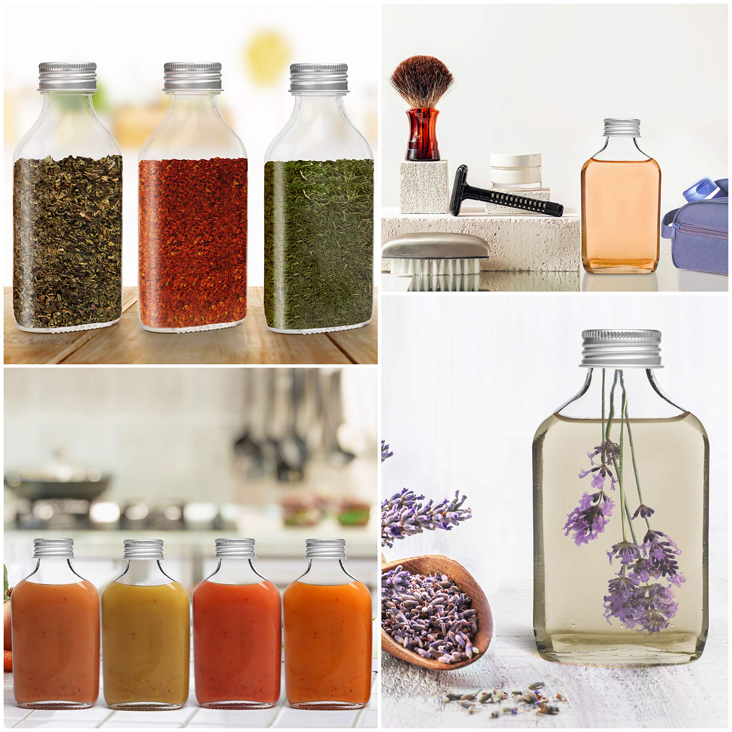 BELLE VOUS Bottigliette Vetro 100 ml Tappi a Vite Argentati e Imbuto (20pz) - Bottigliette Vetro per Liquori - Bottiglie Mignon Feste e Bottiglie Bomboniere per Alcol, Grappa, Whisky, Shots e Liquori