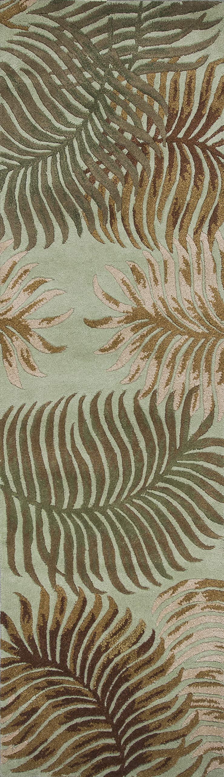 New Home Maris Tropical 2'3 x 8' Hand Tufted Wool Runner Rug in Aqua