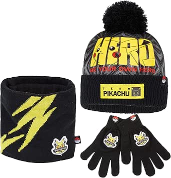 Pokémon Pokemon Ensemble Bonnet Et Gants D'hiver Chauds Et