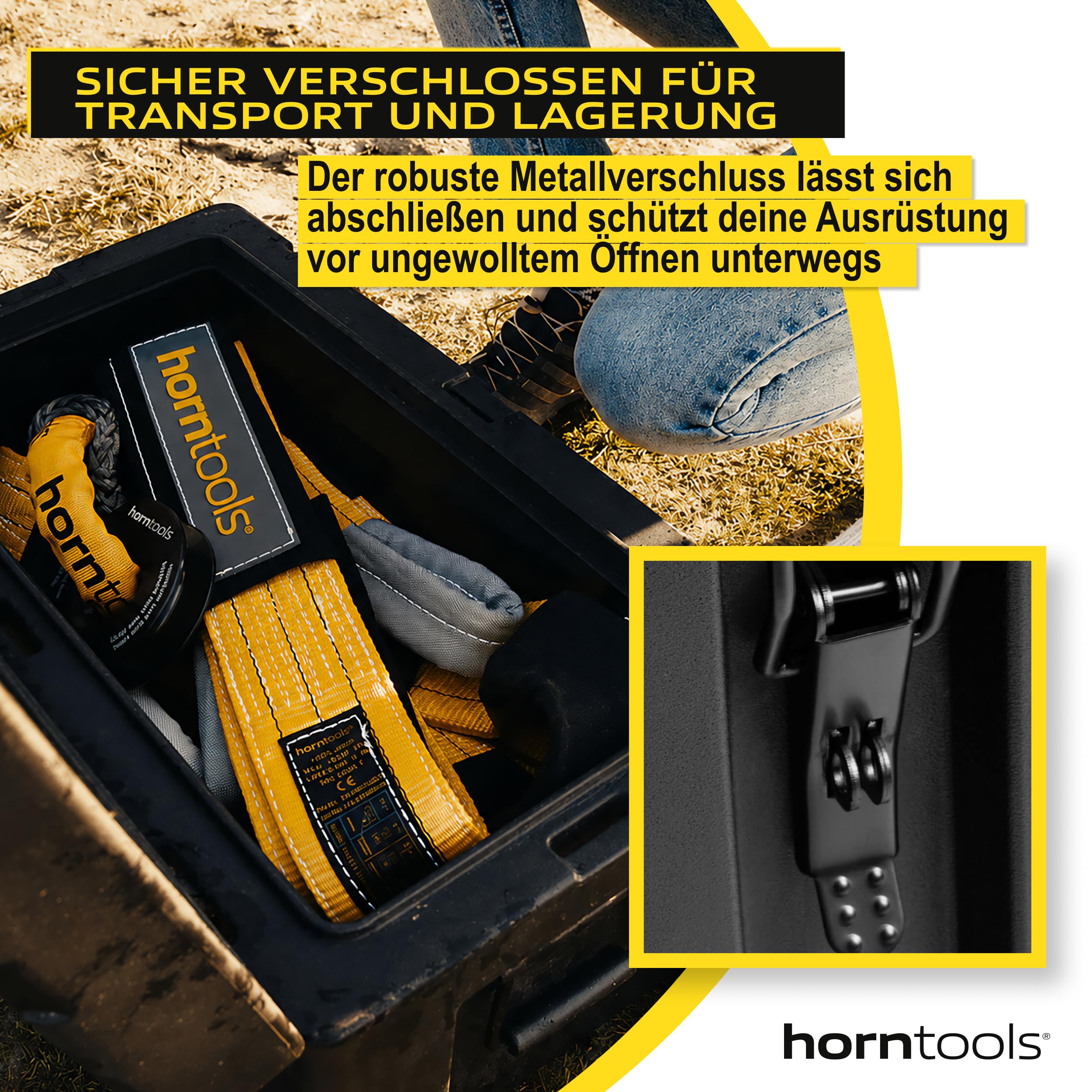 horntools Transportbox 70 L - wasserdichte Reisebox fürs Auto - Lagerbox | Abschließbare Campingbox Wetterfest - 3,6 mm Polyethylen - Sichere Verschlüsse für Auto, Dachträger, Jagd, Boot & Camping