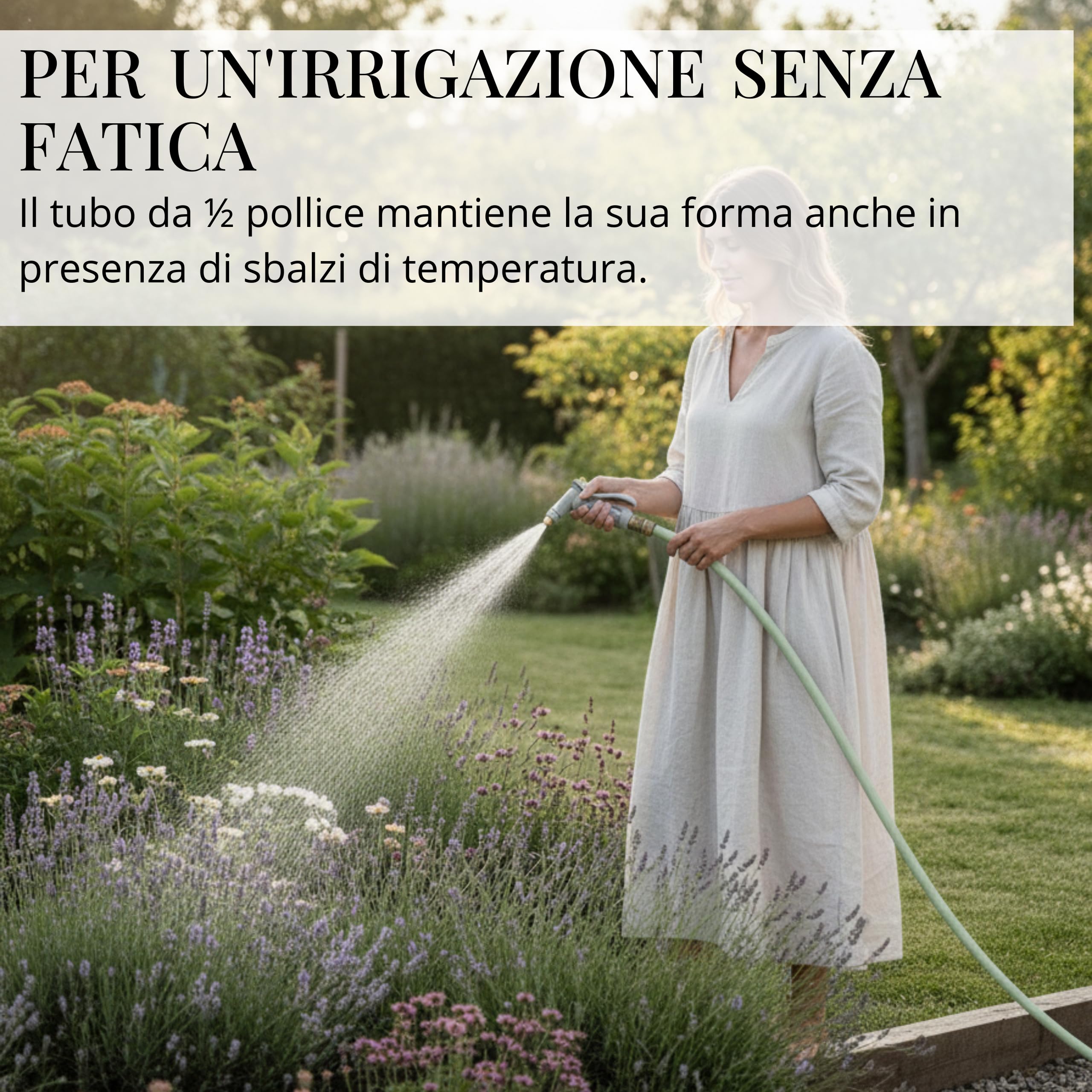 LIVLIG Tubo da Giardino 20m Design – Tubo Irrigazione Flessibile, 60% Riciclato, Resistente UV, Anti-Torsione, 1/2 Pollice, Verde