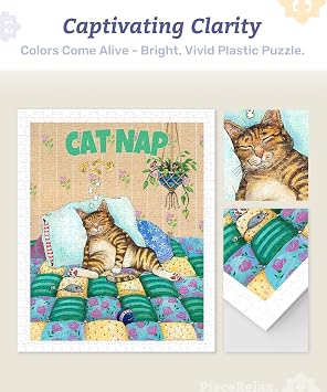 PieceRelax - Two Plastic Jigsaw Puzzles Bundle - 1000 Pieces Summer and 500 Pieces Gary Patterson - Cat Nap [H3441+H3468]
