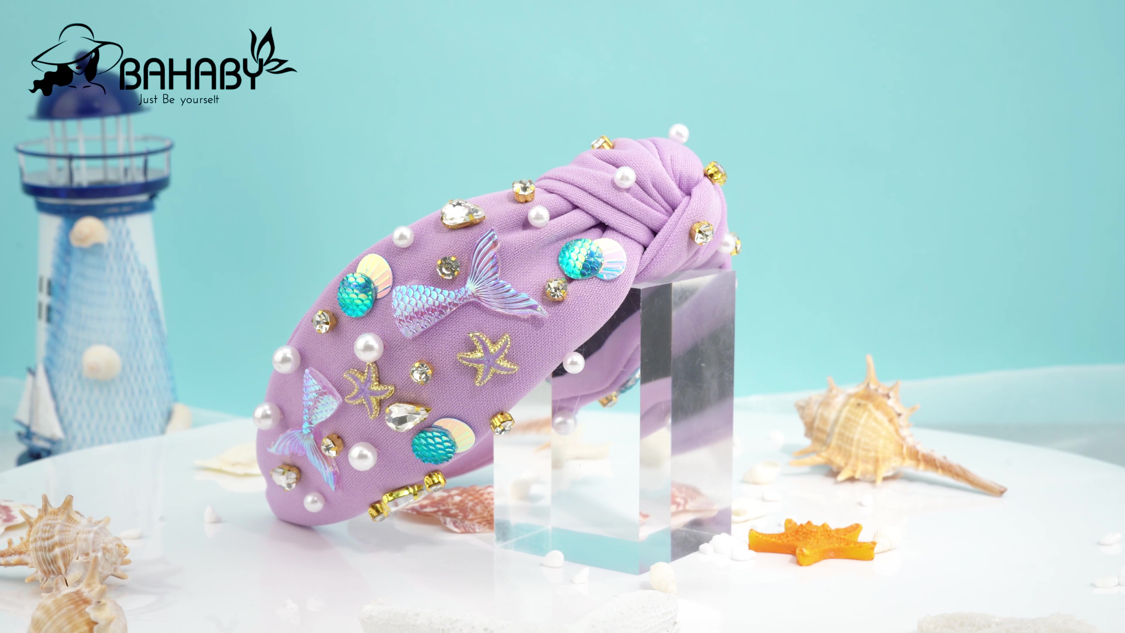 Amazon.com : BAHABY Mermaid Purple Headband, Knotted 