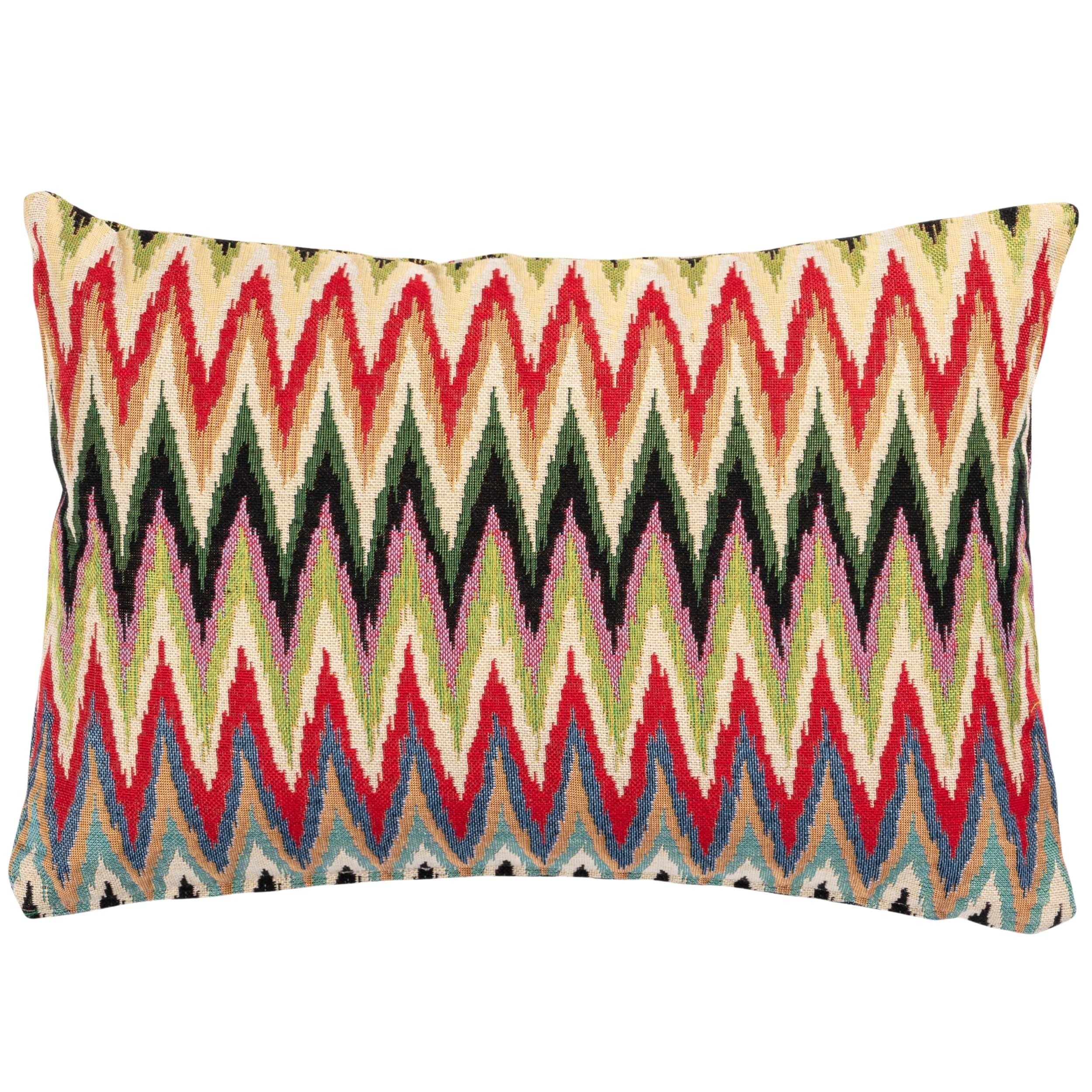 Linen Loft Multicoloured Flame Tapestry Boudoir Cushion Cover. Bright Woven Chevron Pattern. Modern Contemporary Design. 17X12 Rectangle Cover Only