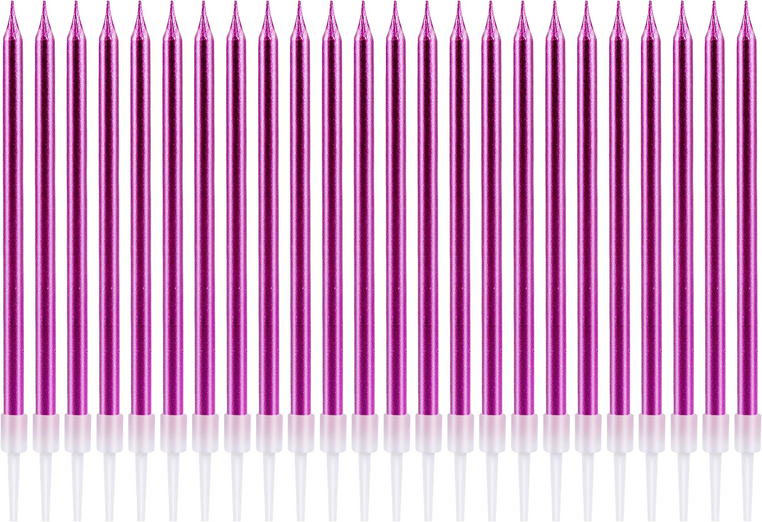 LUTER 24pcs Metallic Birthday Candles in Holders Spiral