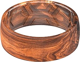 ThunderFit Silicone Rings, Wedding Bands for Men, Printed Design, Breathable Rubber Engagement Bands, 2.1mm Thick, 8mm Wide
