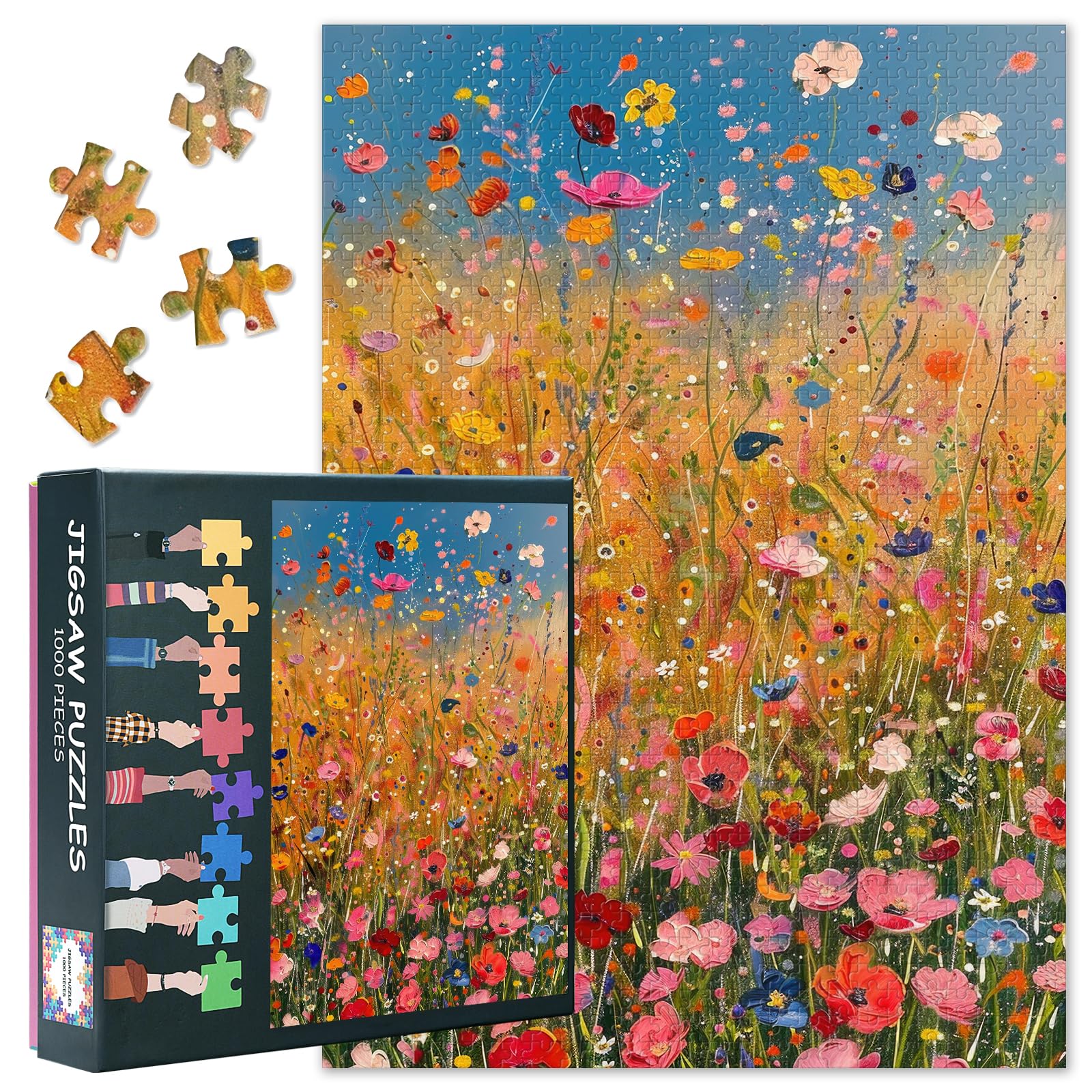Jigsaw Puzzle - Blooming Flowers Art, Puzzles for Adults 1000 Piece Wildflower, Bloom Plants Challenging Jigsaw Puzzles for Adults 1000, Educational Games Home Decoration (27.5"x19.7")