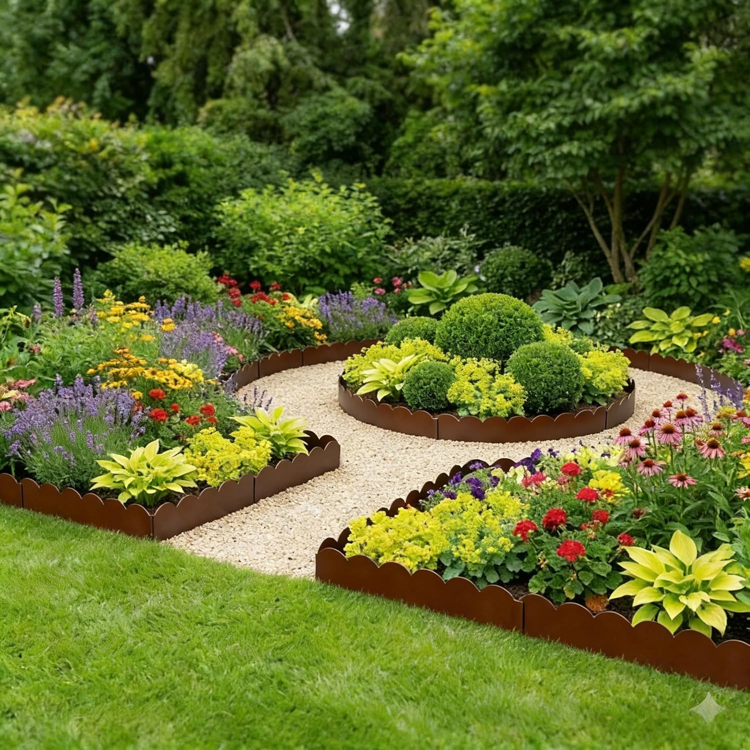 Cor-Ten Steel Landscape Edging 6-Pcsk, 40" L x 7" H Metal Garden Border with 8 Stakes, Heavy Duty Hammer in Landscape Edging for Lawn, Pathway, Yard, Rust(20 Ft Total)