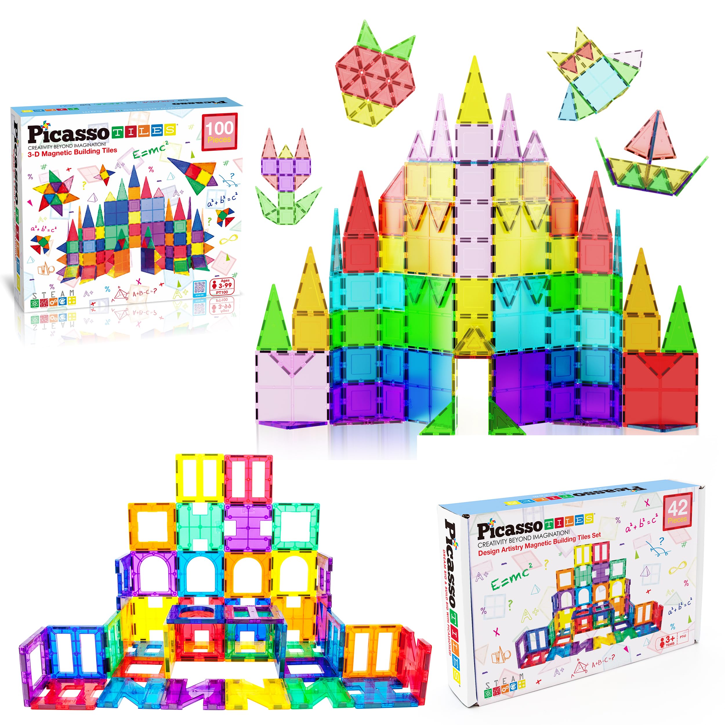 Amazon.com: PicassoTiles 100PC Magnet Tiles + 42PC Clip-in Windows