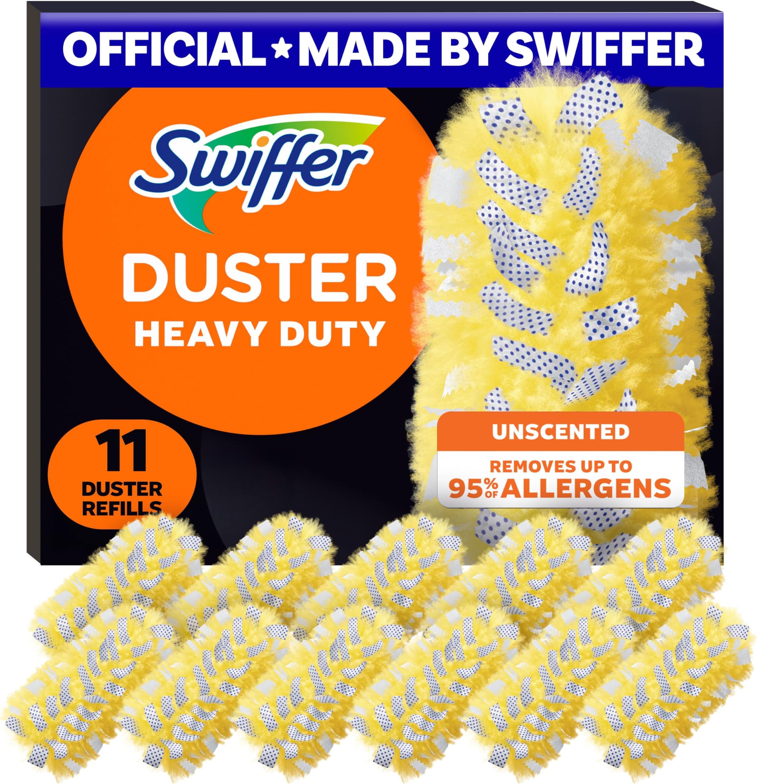 Swiffer Dusters Heavy Duty Multi-Surface Duster Refills for Cleaning, Unscented, 11 Count