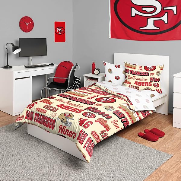 FOCO Unisex-Adult NFL Team Logo Bed in a Bag Comforter Sheets Pillow Cases Bedding 5-Piece Set