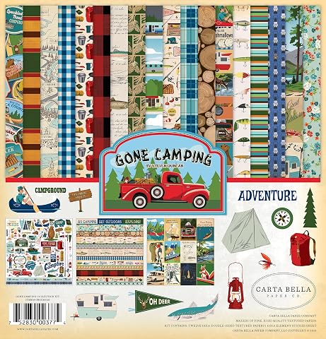 Carta Bella Paper Company Gone Camping Collection Kit Kağıt, 12 x 12, Çok Renkli