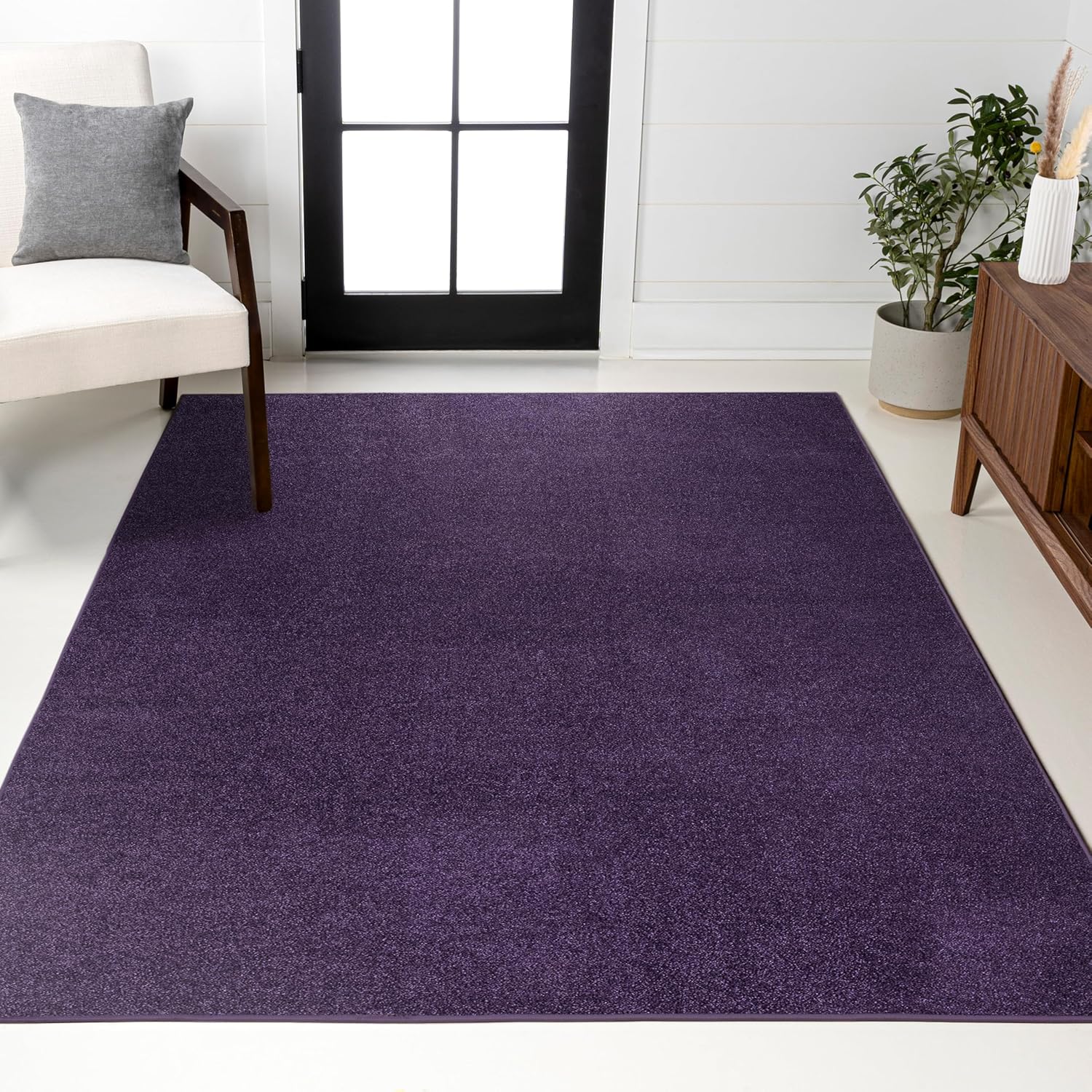 JONATHAN Y Haze Solid Low-Pile Purple Indoor Area Rug 9x12, Coastal,Bohemian,Minimalist,Classic, Easy-Cleaning for Living Room,Bedroom,Kitchen,Pet Friendly,Non-Shedding (SEU100N-9)