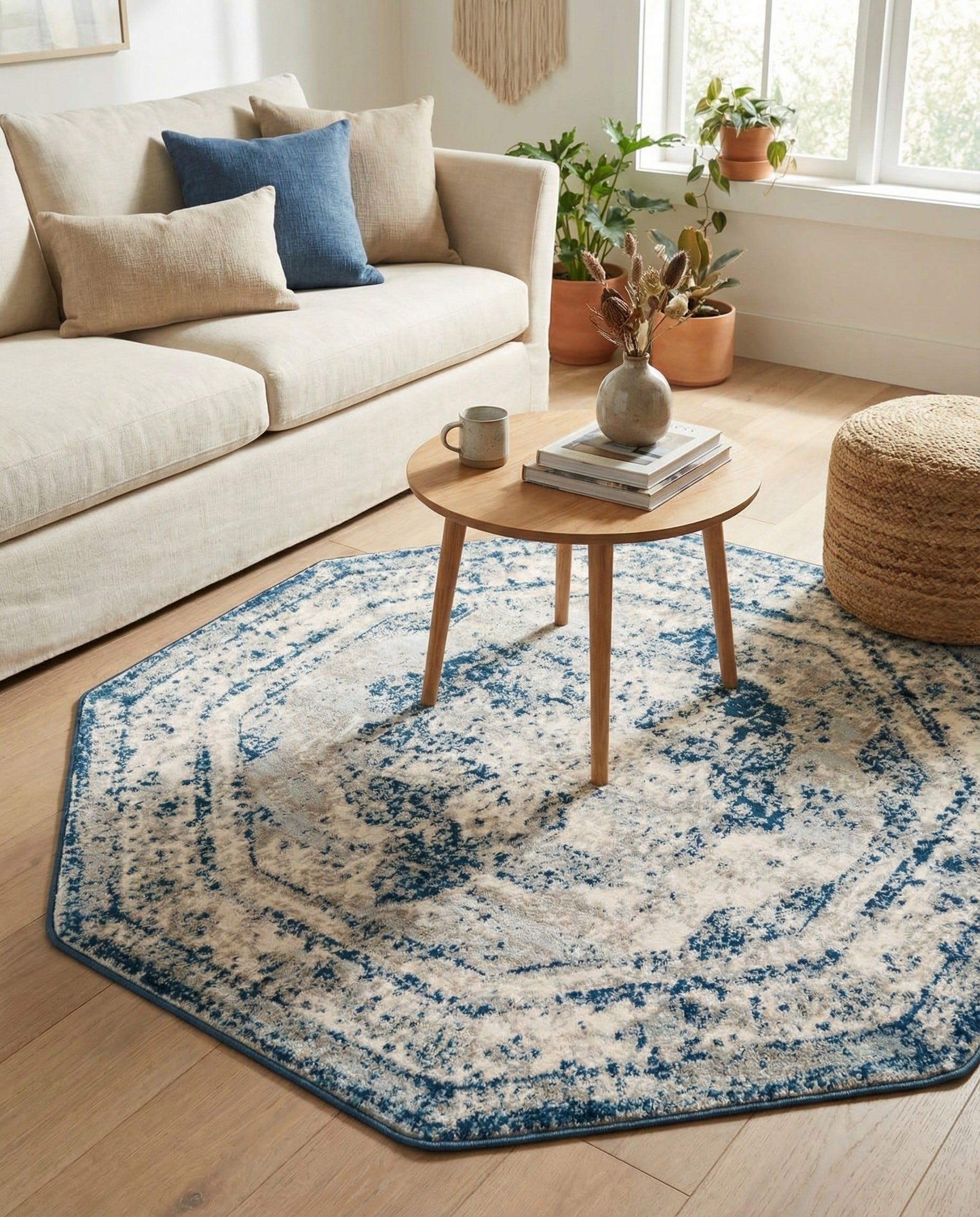 Amazon.com: Rugs.com - Monte Carlo Rug – 4 Ft Octagon Blue Stain