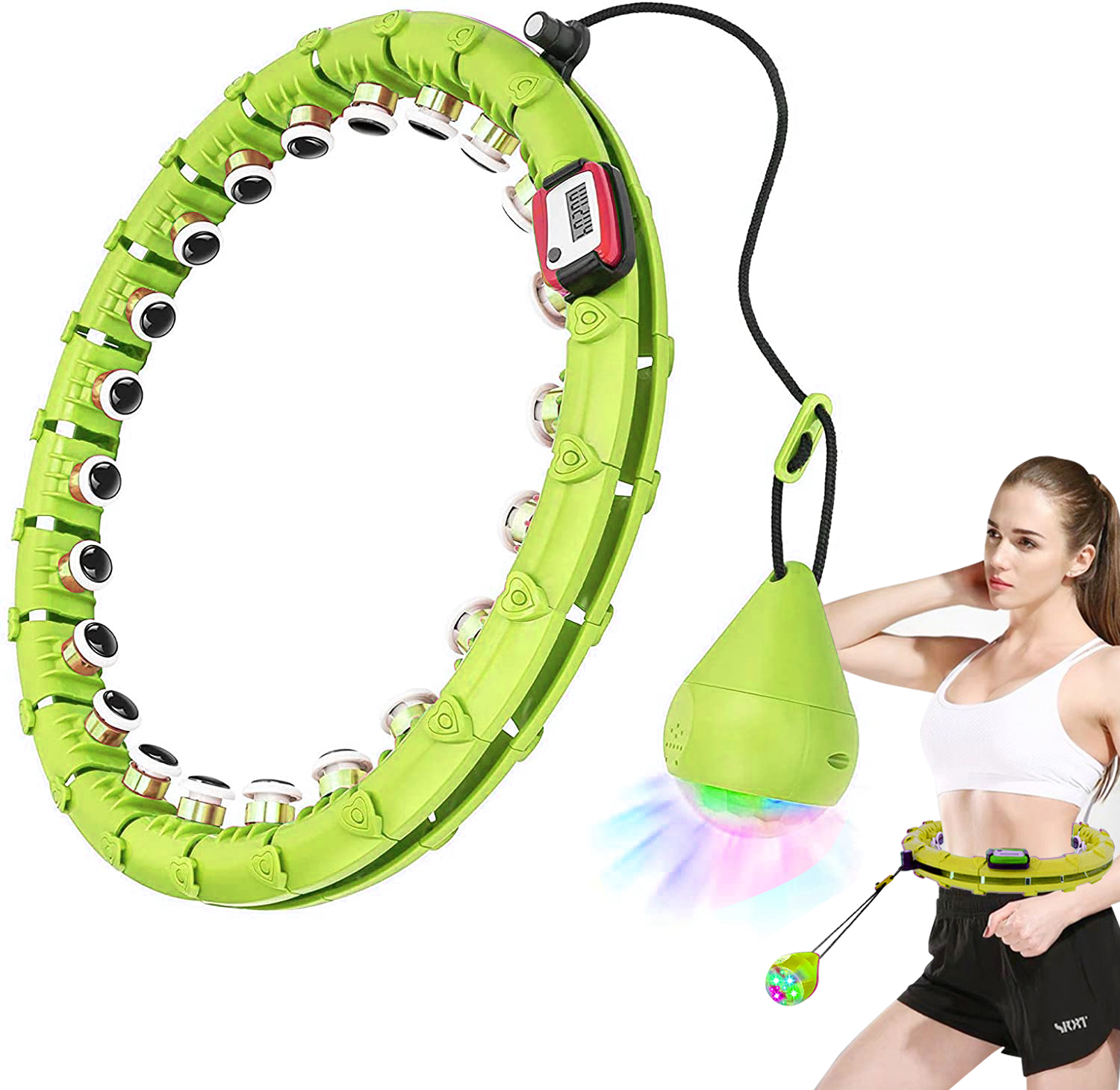 Cerceau Hula Hoop Swivel Pro® - 24 Segments Réglables Avec Balle Lestée - Fitness Minceur à Domicile