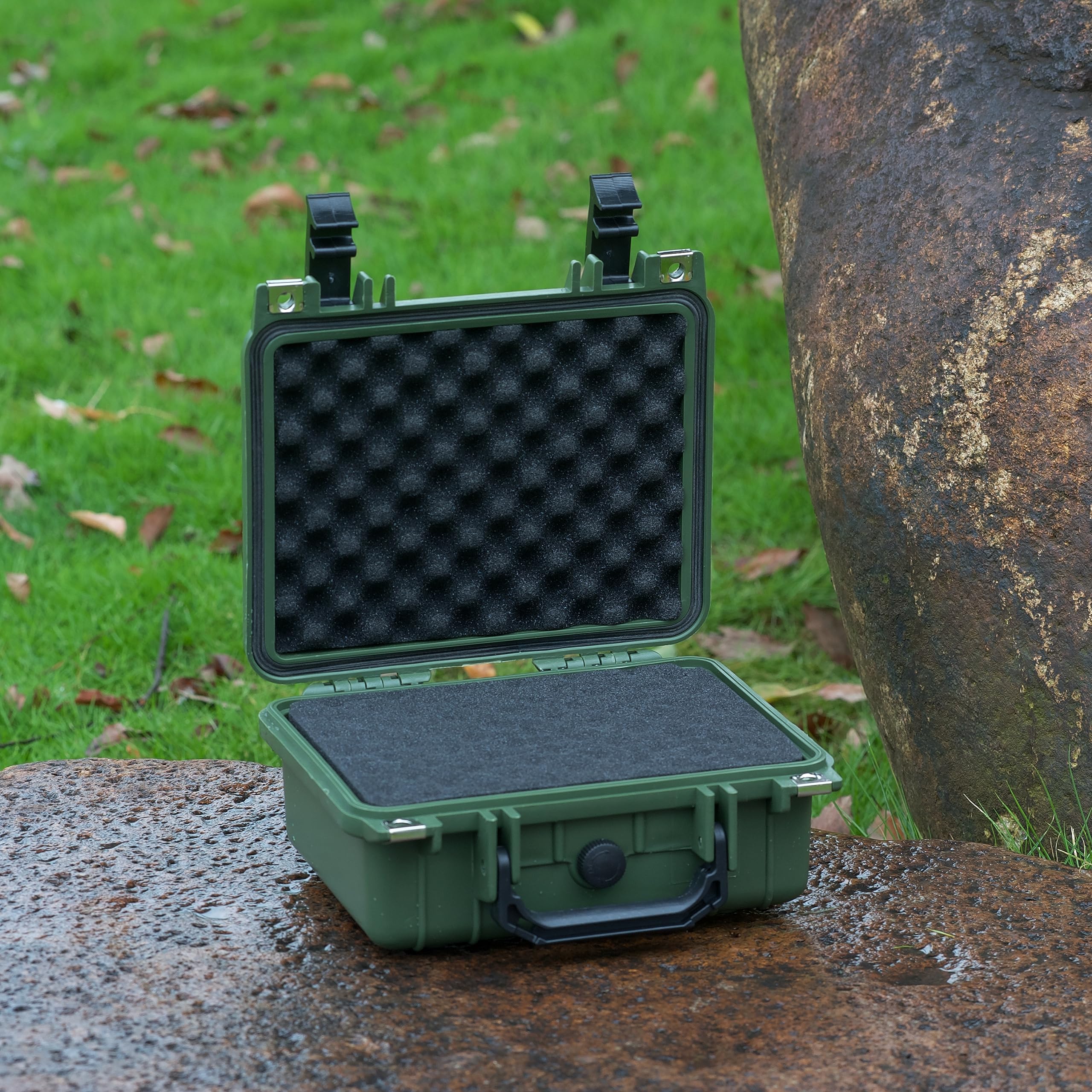 MEIJIA Waterproof Protective Case,Hard Camera Case with Customizable Foam, Fit for Drones Camera, Lens,10.62 x9.68x4.87inches (Green) - Image 4
