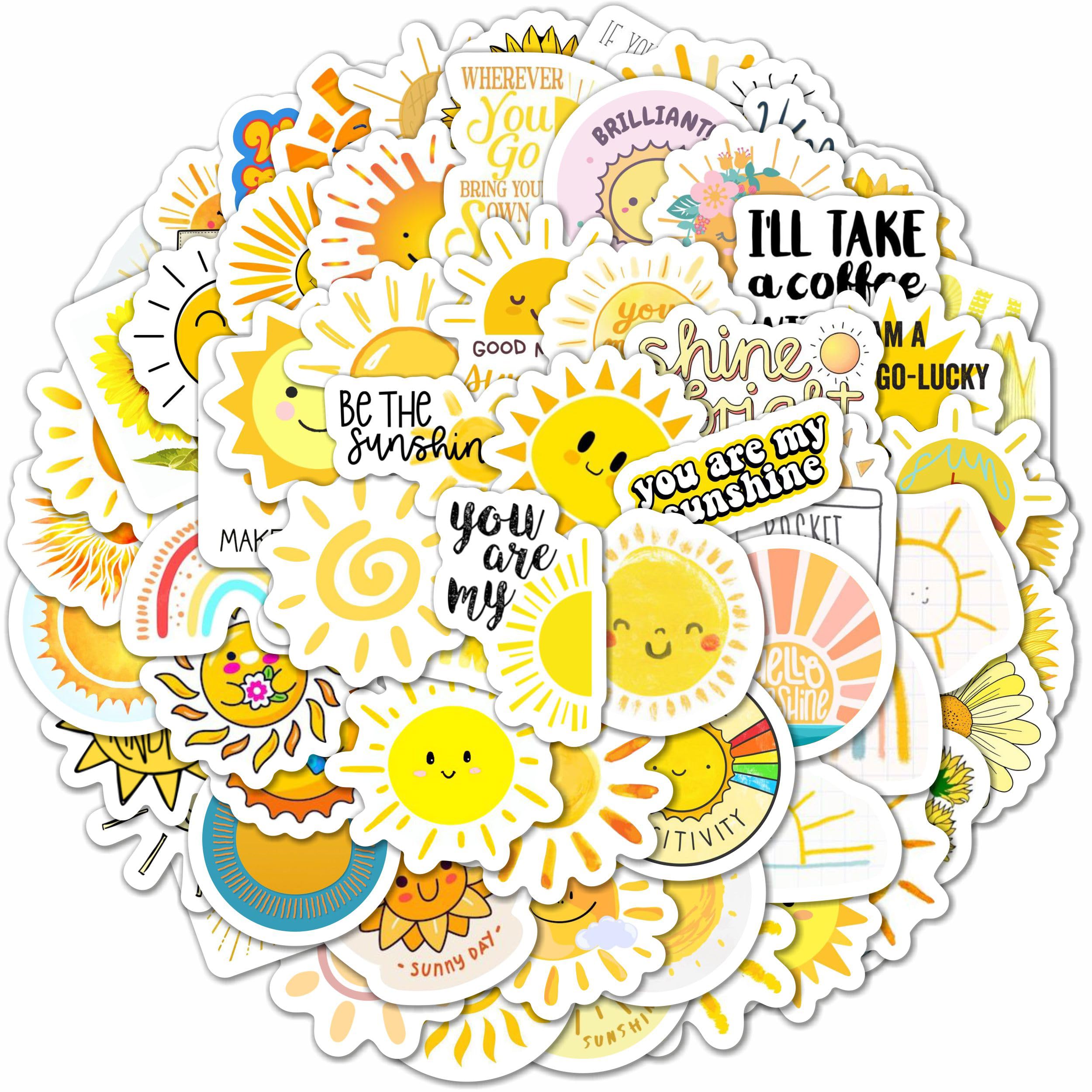 100Pcs Small Sunshine Stickers, Sun Stickers and Decals for Laptop and Water Bottles, You are My Sunshine Decals and Party Favors, Sun Birthday Party Decorations, Gifts for Women & Men