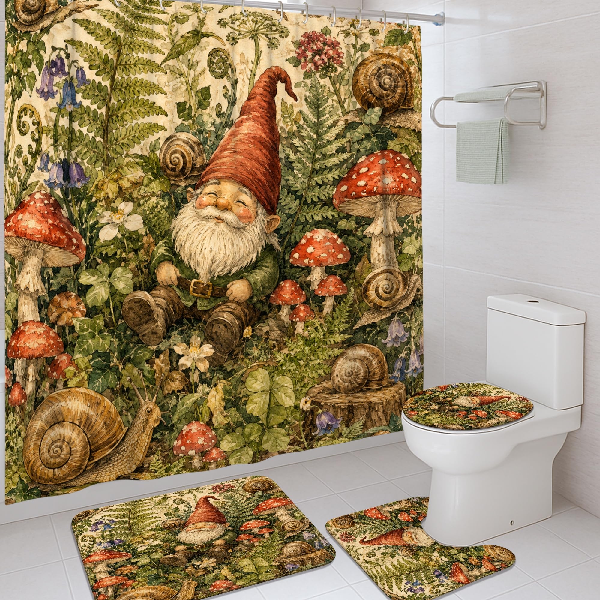 Rideau de douche nain de nature pour créer une ambiance de forêt enchantée dans votre bain