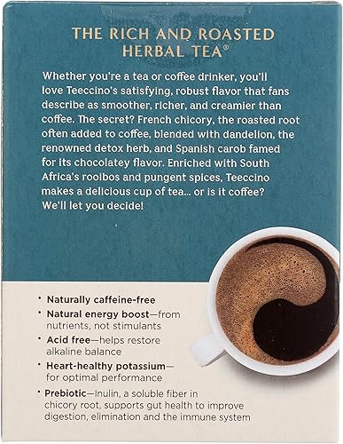Miniatura 3 de Teeccino Té Chai rojo de diente de león, sin cafeína, té de hierbas tostadas con prebióticos, 3 veces más hierbas que las bolsas de té normales, sin