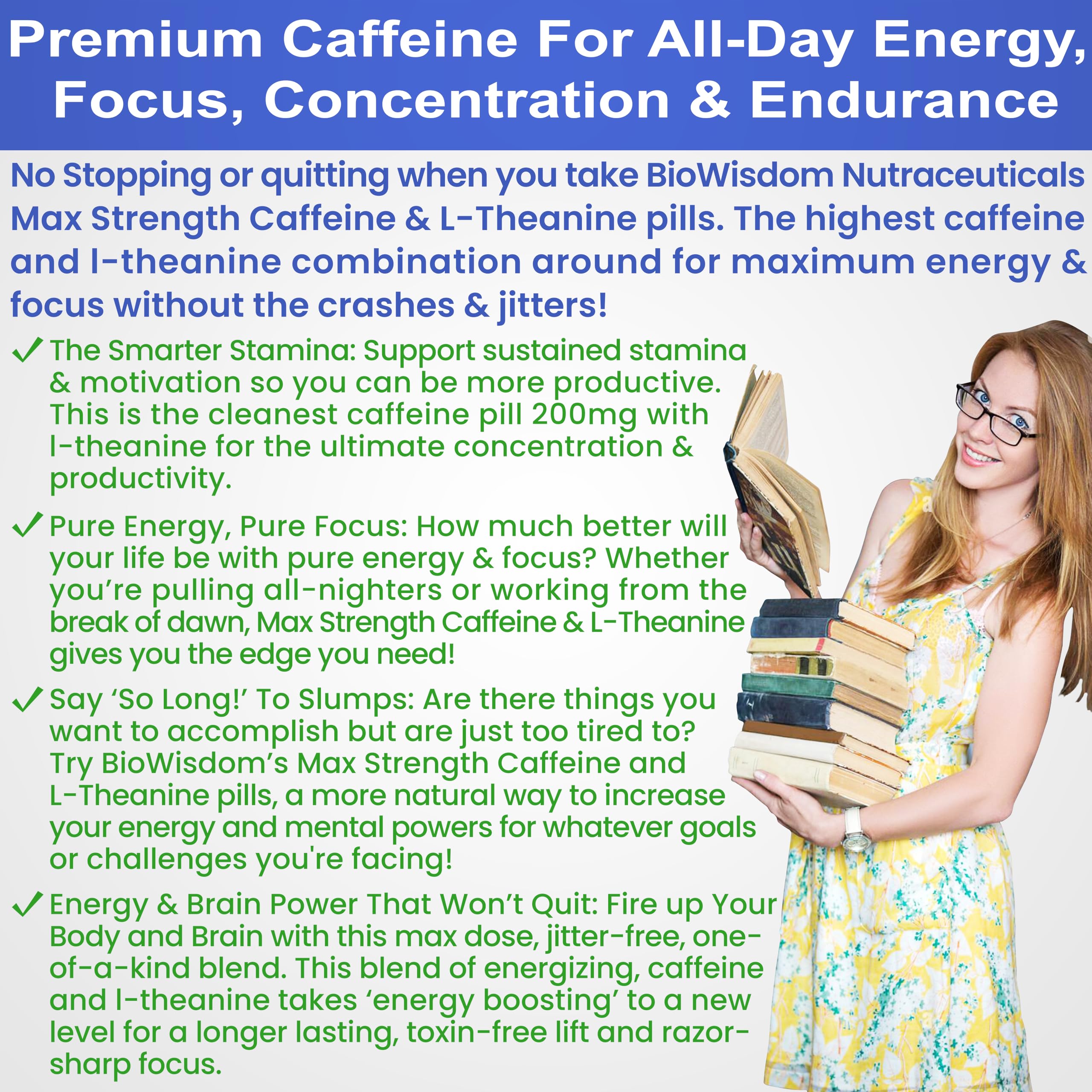 Max Strength Caffeine L Theanine Pills (200mg/500mg) - No Jitters Peak Energy, Focus, Performance, Alertness - Caffeine Pills & L-Theanine Capsules, No Crash & Drowsiness, Potent Supplement, 60 Count — Amazon image 8